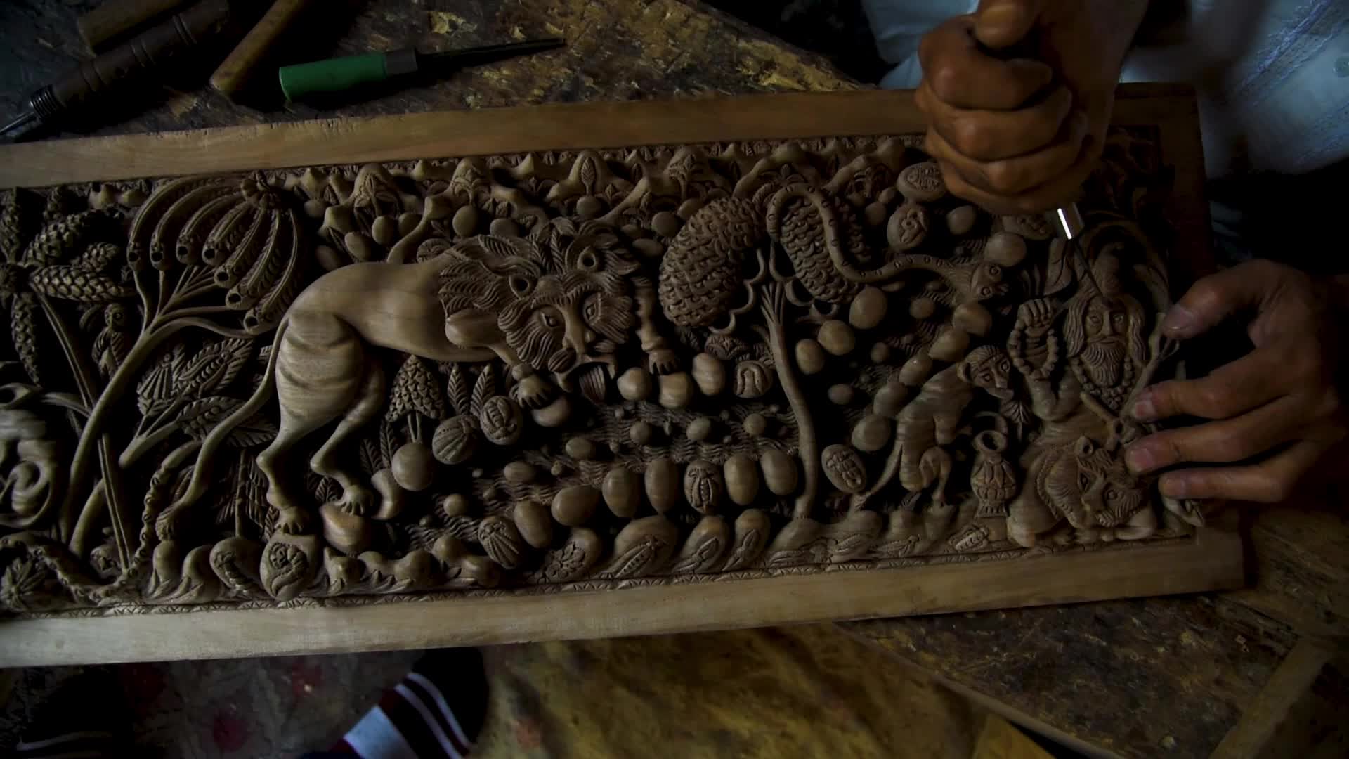 Woodcarving in Srinagar, India