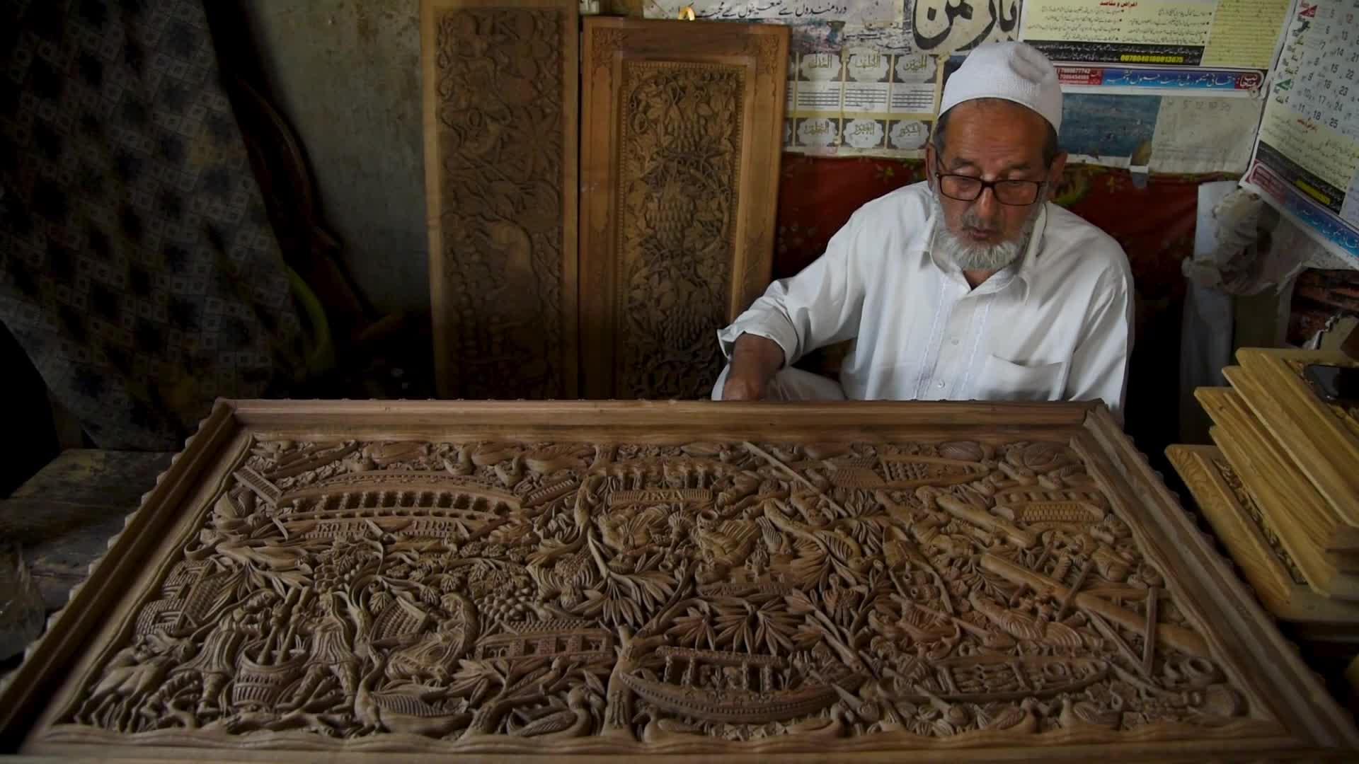 Woodcarving in Srinagar, India