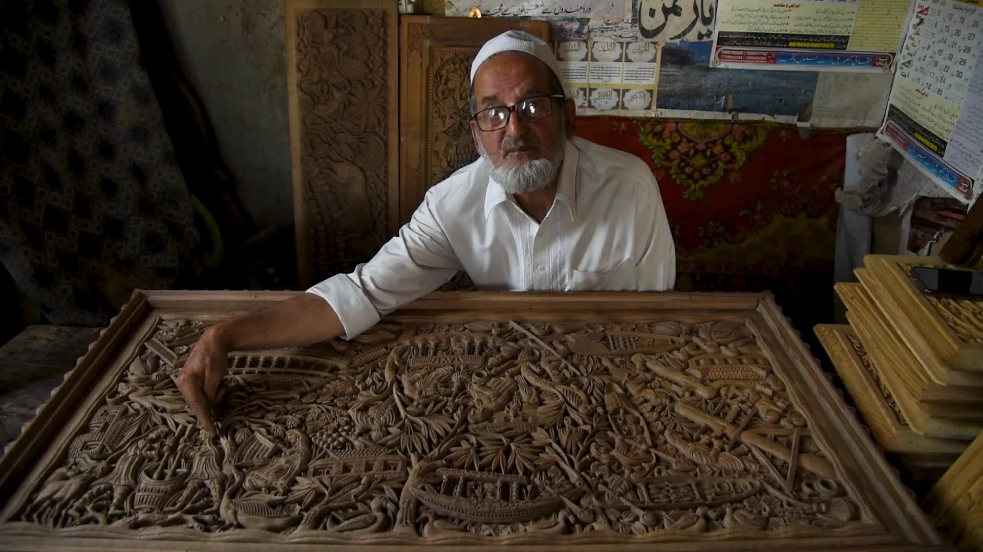 Woodcarving in Srinagar, India