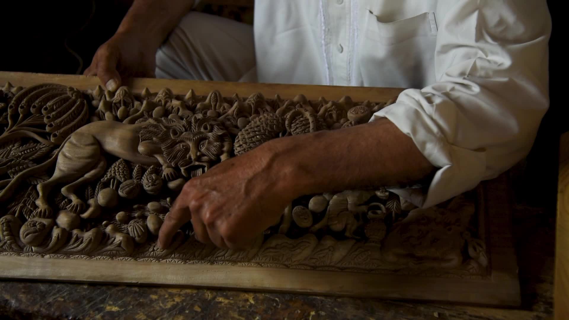 Woodcarving in Srinagar, India