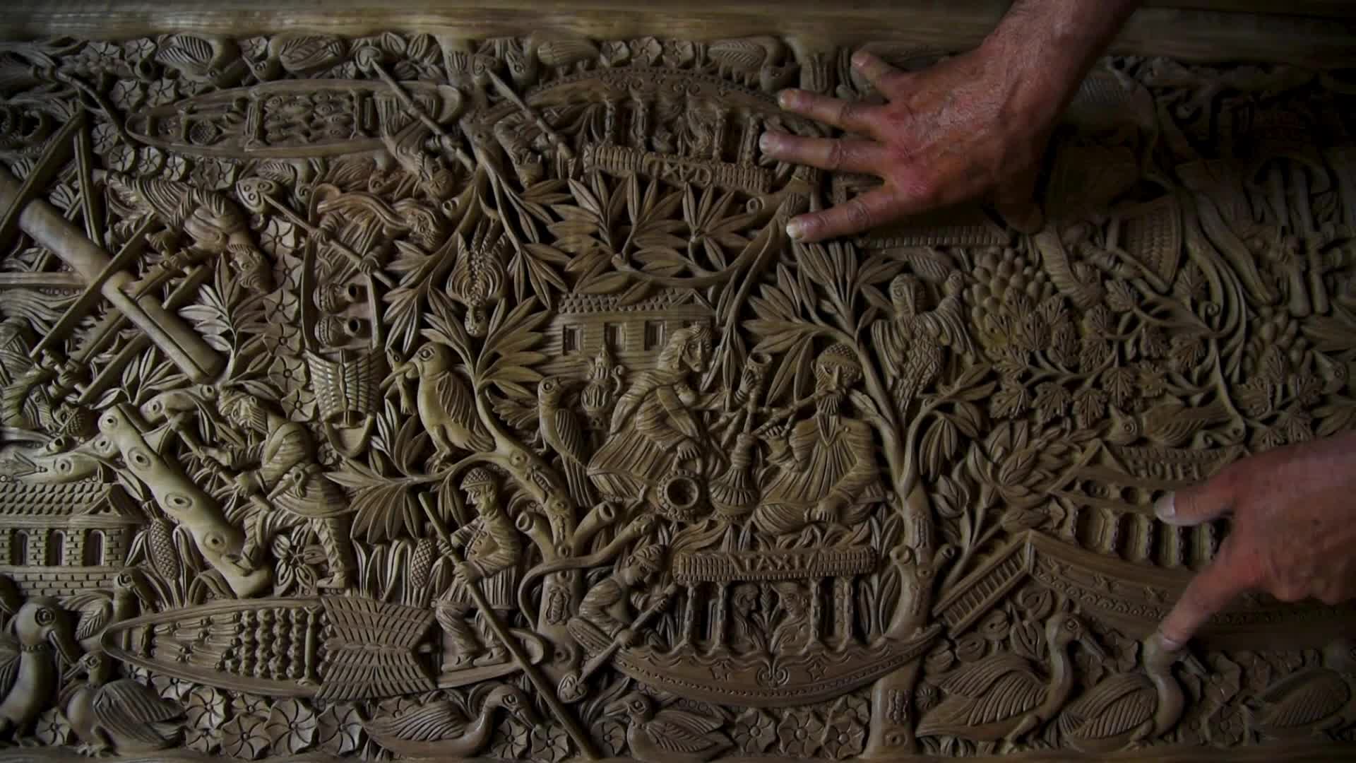 Woodcarving in Srinagar, India