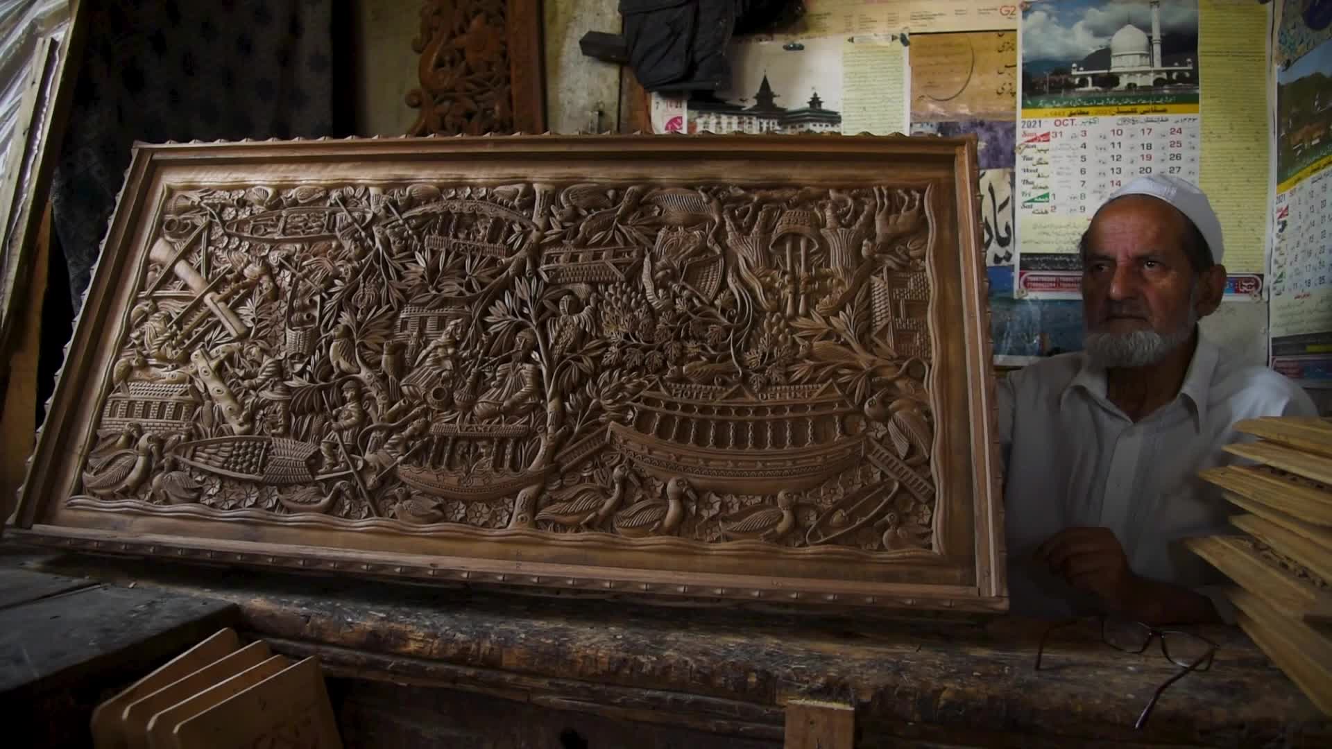 Woodcarving in Srinagar, India