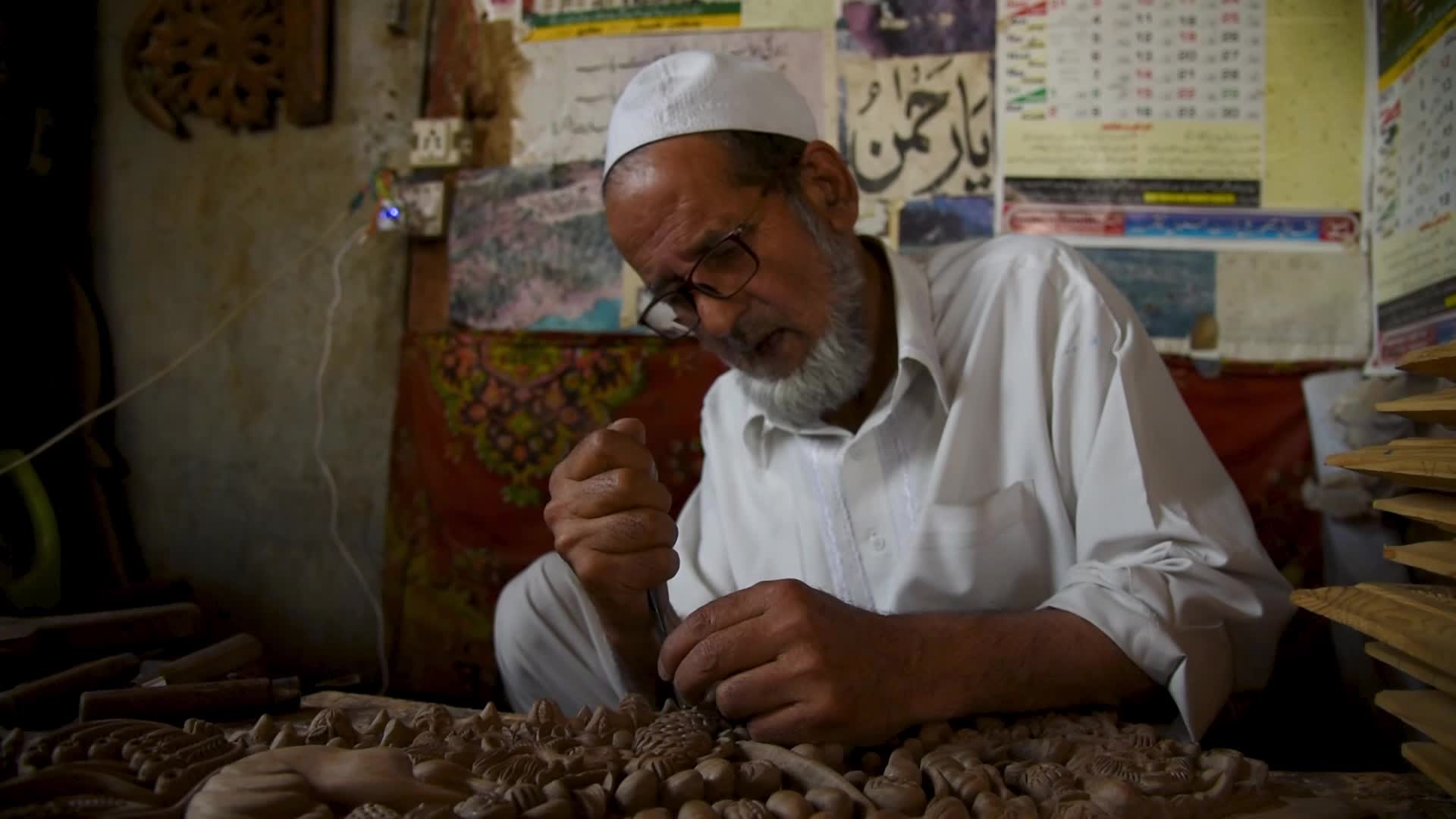 Woodcarving in Srinagar, India
