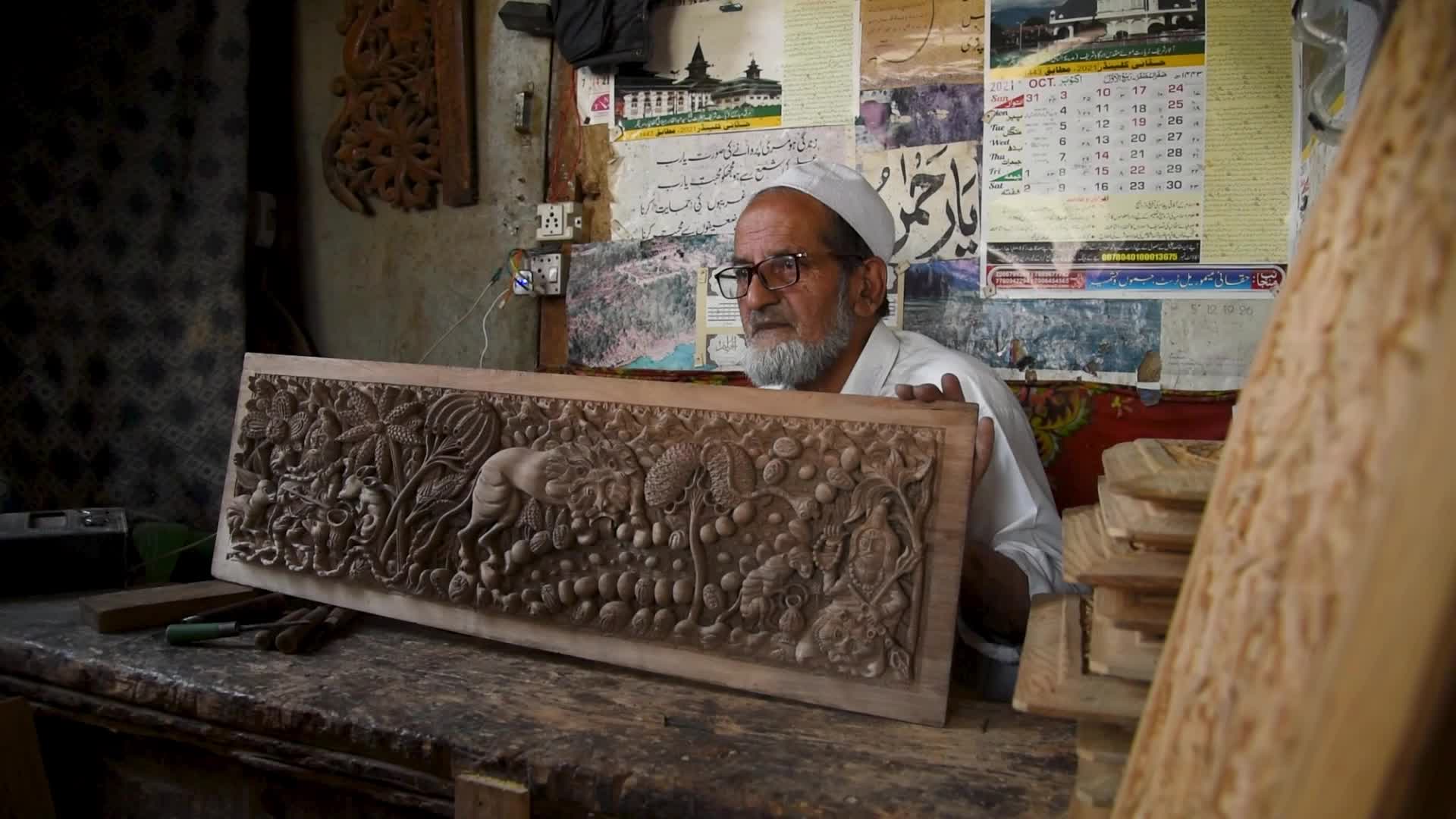 Woodcarving in Srinagar, India