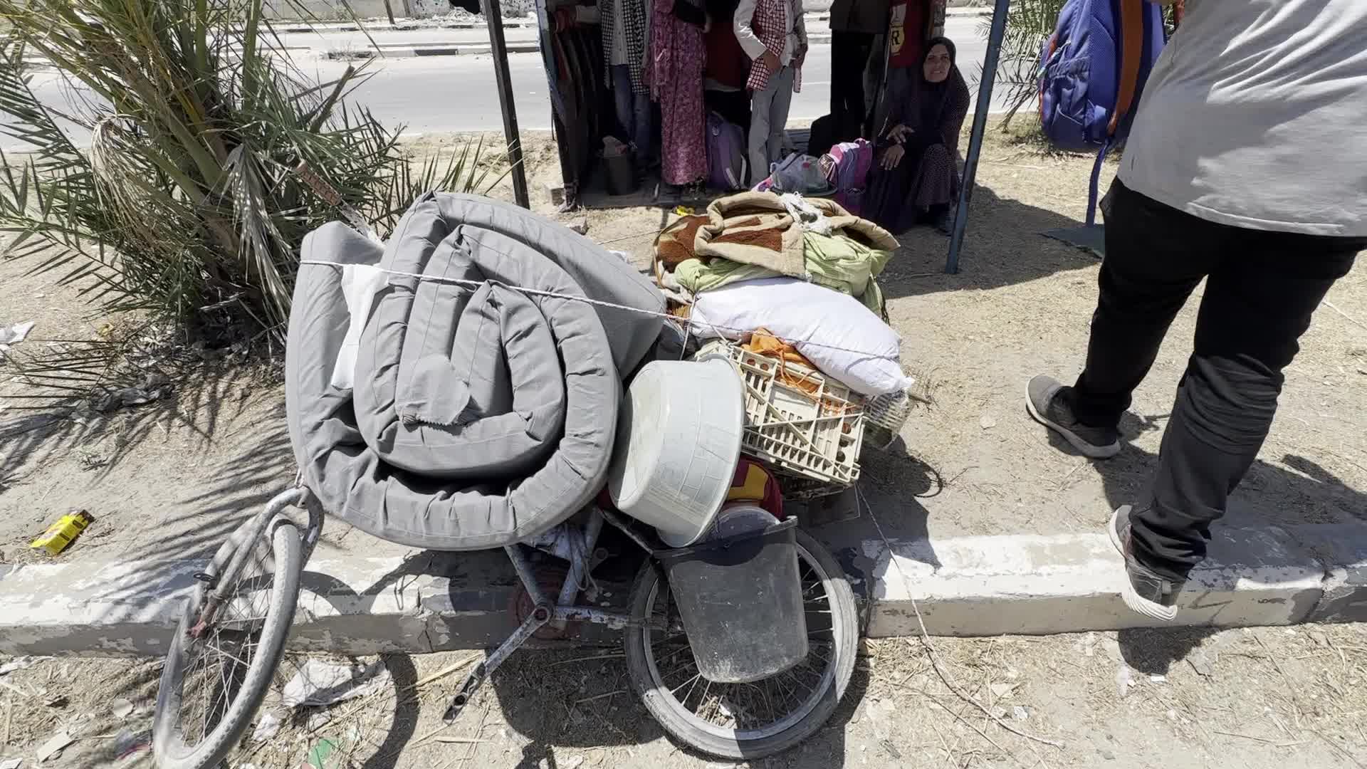 Displaced Palestinians Arrive in Nuseirat Amid Israel-Hamas Conflict