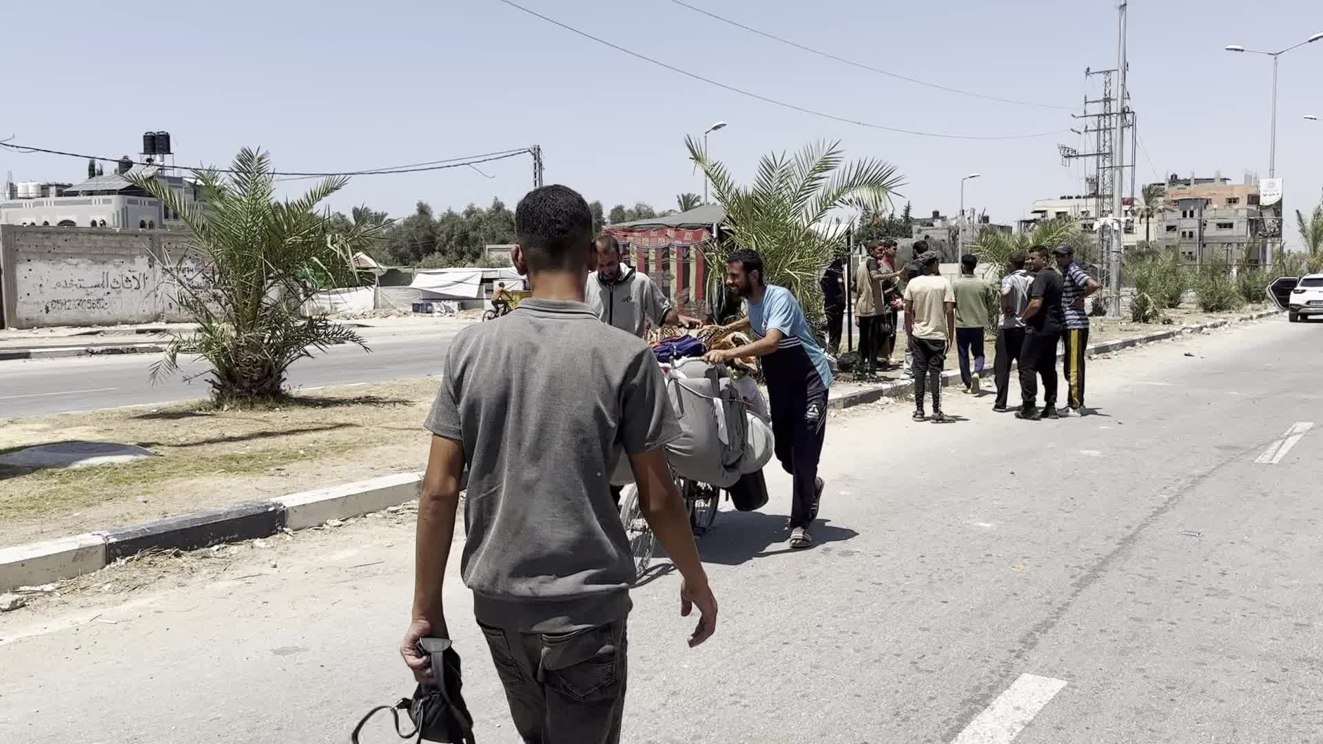 Displaced Palestinians Arrive in Nuseirat Amid Israel-Hamas Conflict