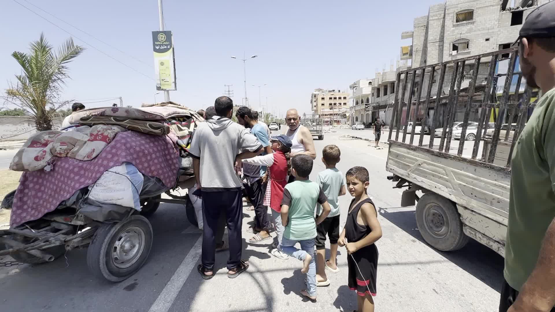Displaced Palestinians Arrive in Nuseirat Amid Israel-Hamas Conflict