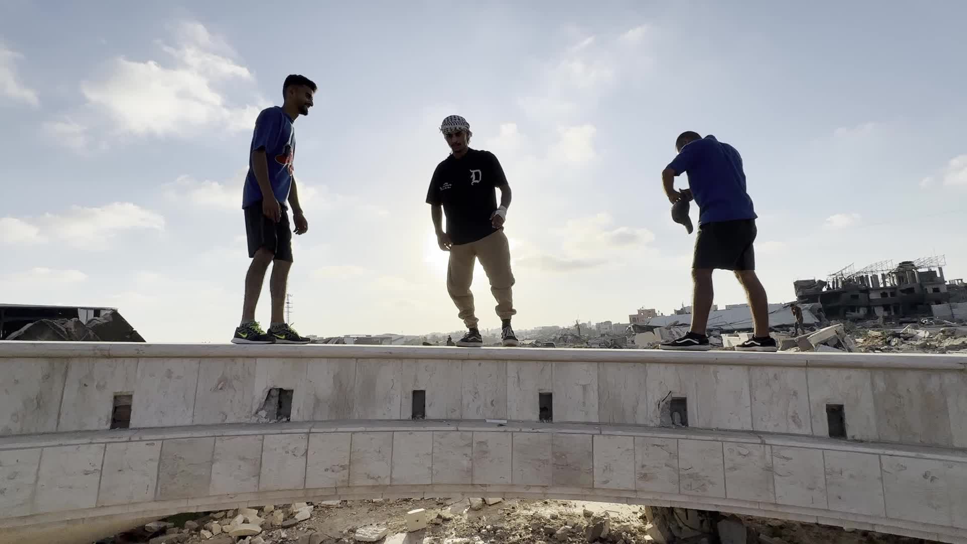 Parkour in Gaza Among Ruins of Bombed Building Amid Hamas-Israel Conflict