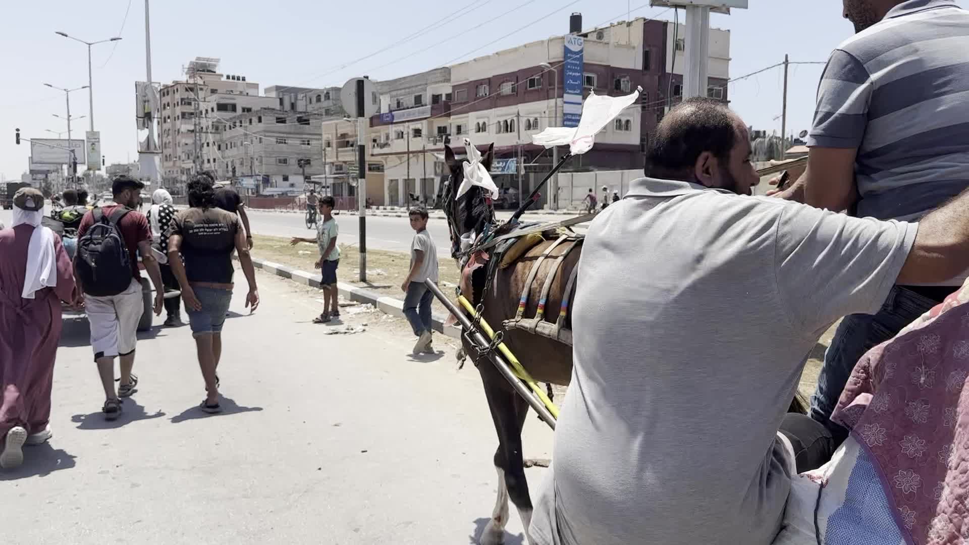 Displaced Palestinians Arrive in Nuseirat Amid Israel-Hamas Conflict