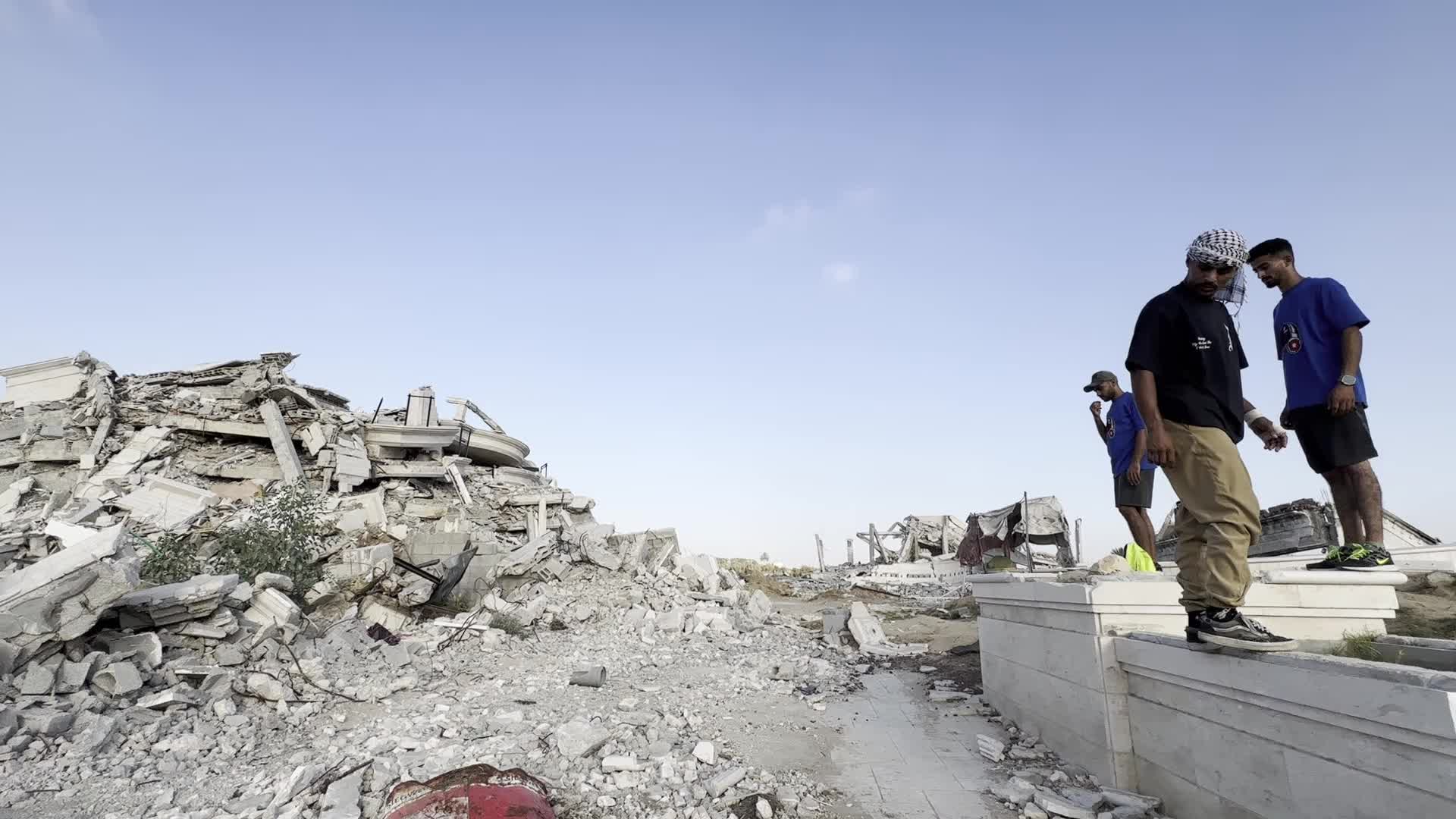 Parkour in Gaza Among Ruins of Bombed Building Amid Hamas-Israel Conflict