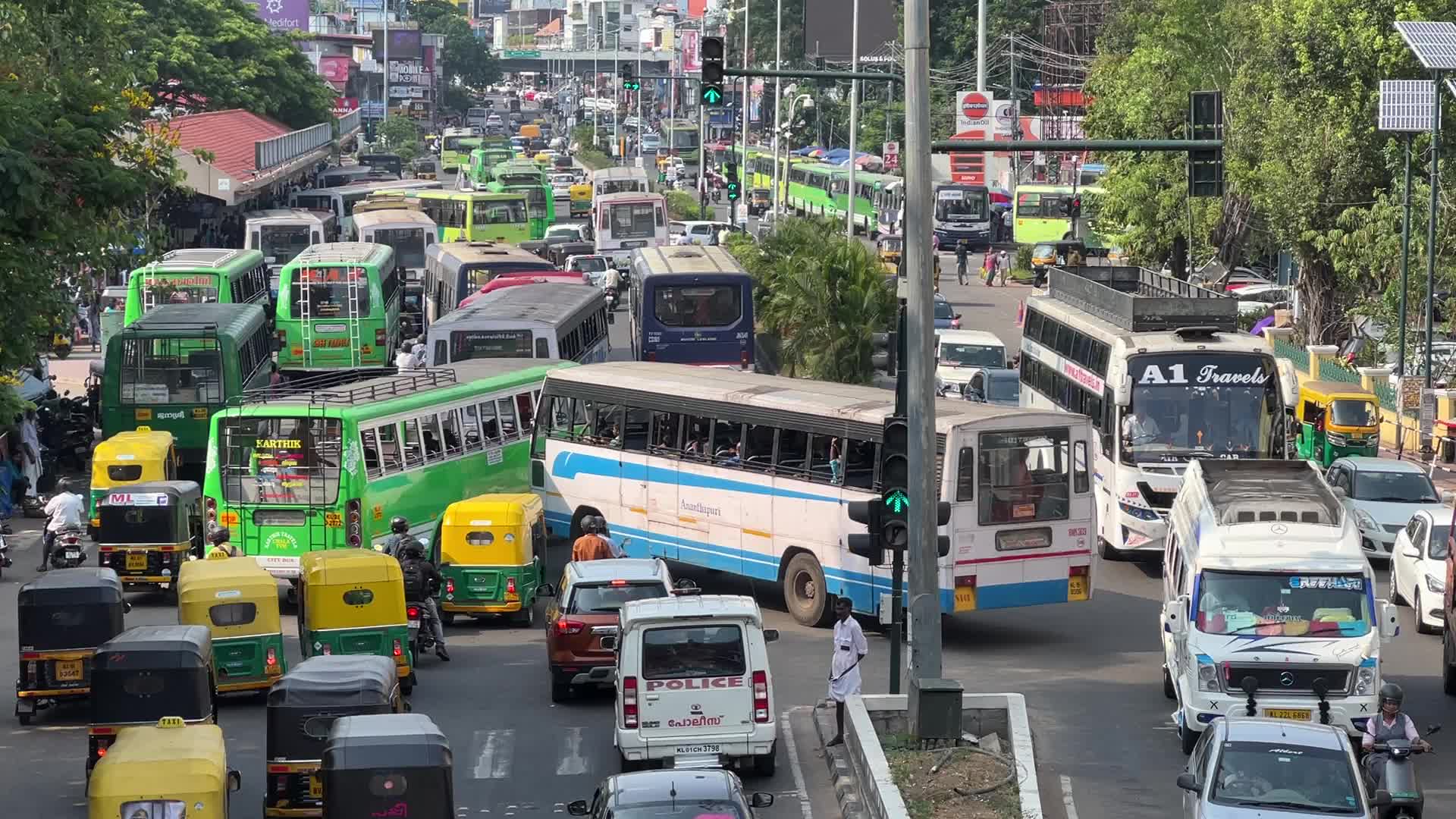 Heavy traffic in Thiruvananthapuram, Kerala, India