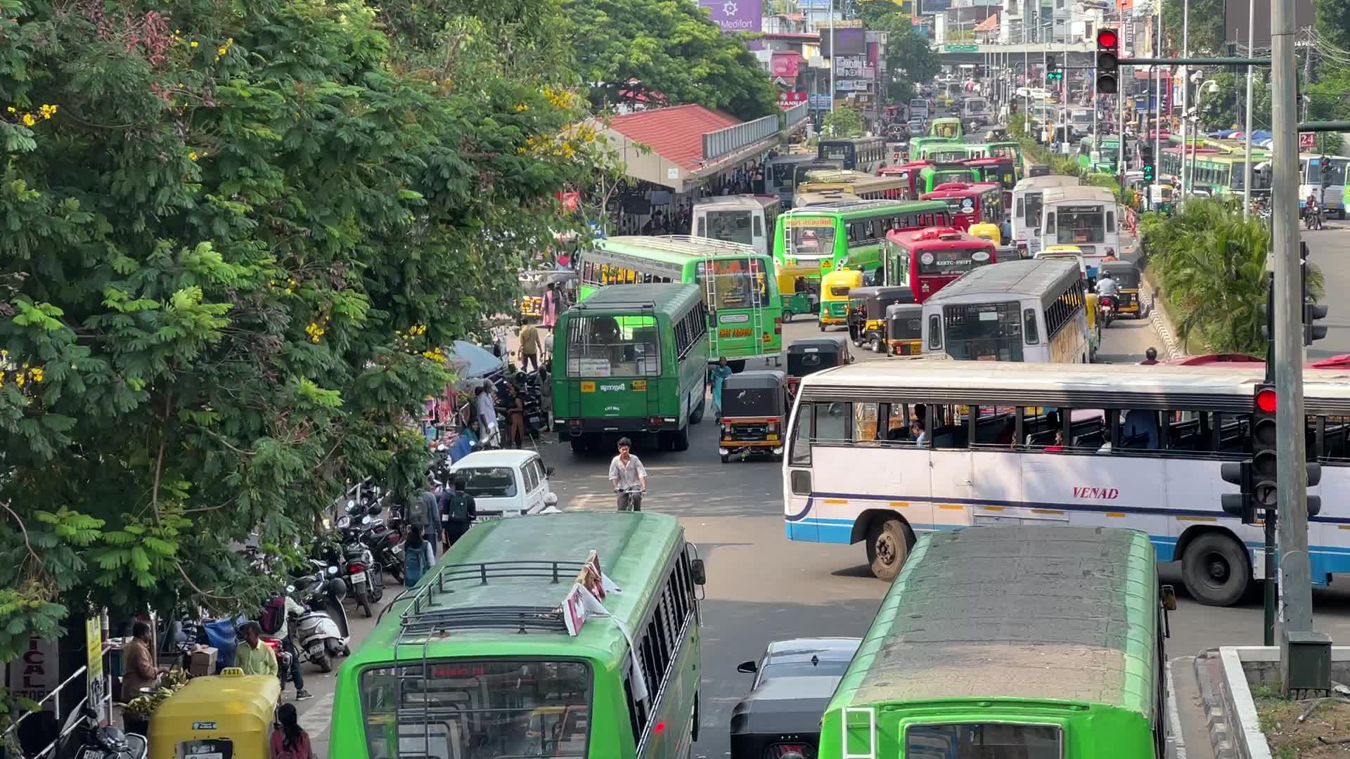 Heavy traffic in Thiruvananthapuram, Kerala, India