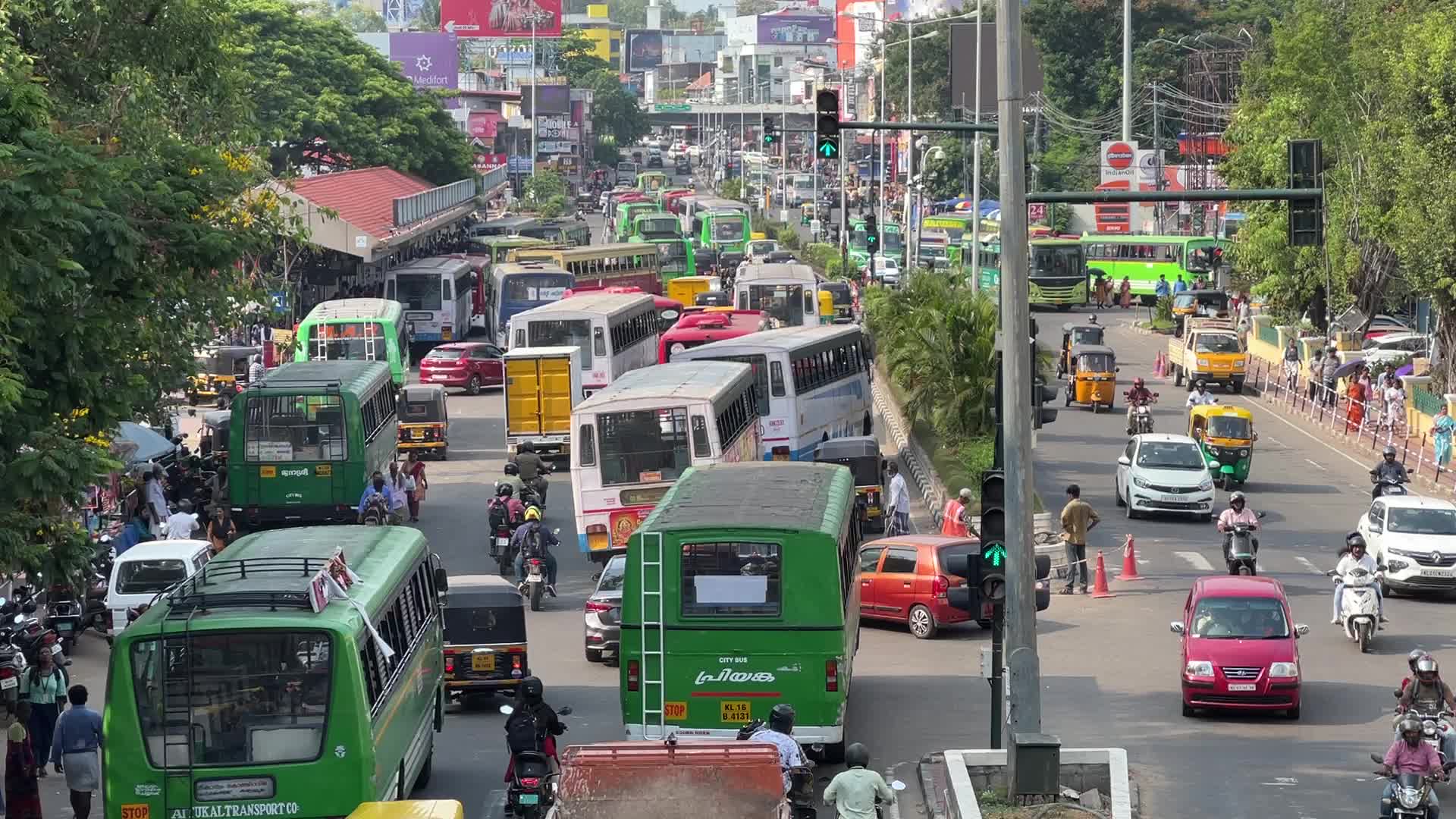 Heavy traffic in Thiruvananthapuram, Kerala, India