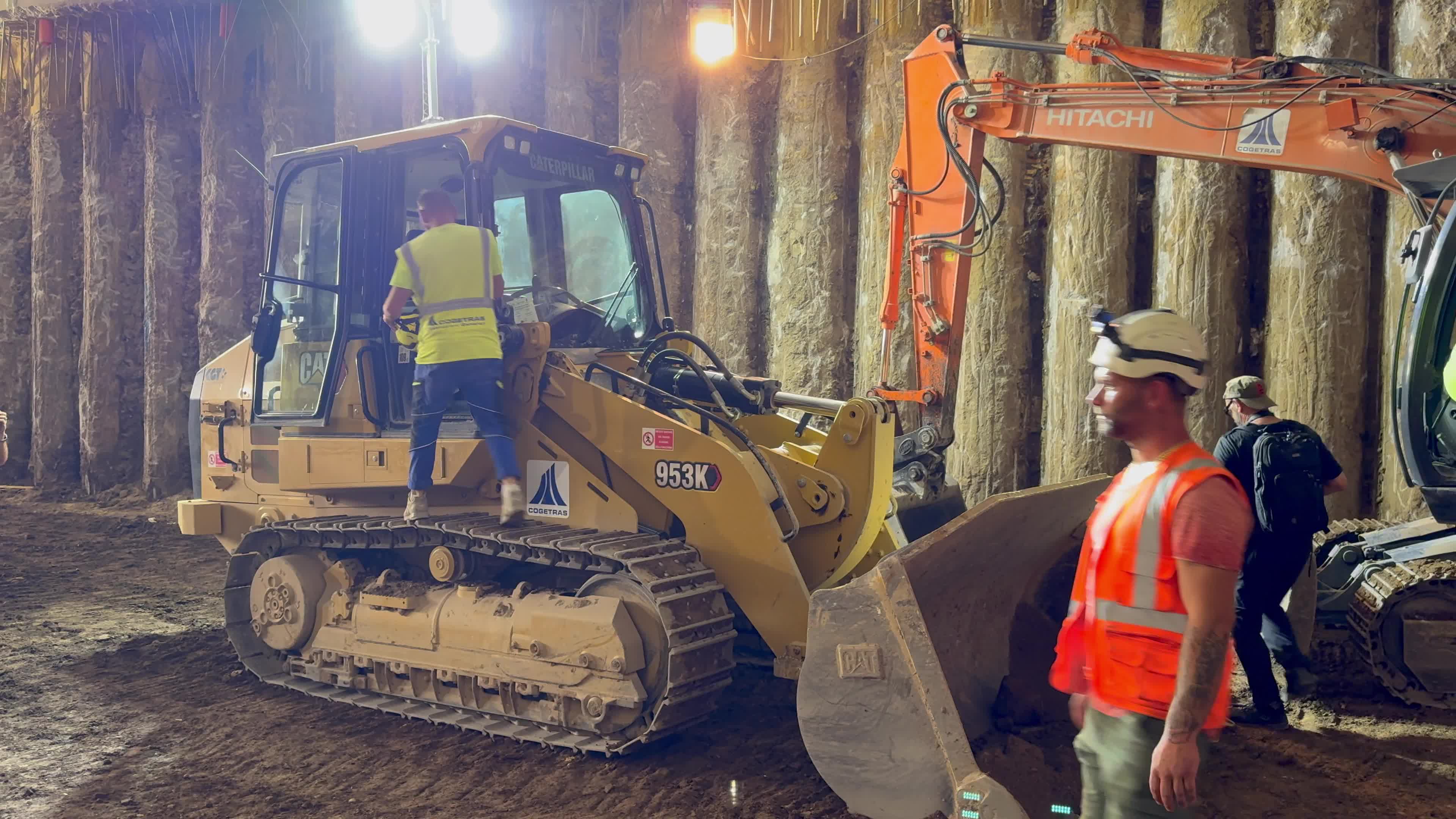 Workers Demolishing Diaphragm Separating New and Existing Underpass, Rome