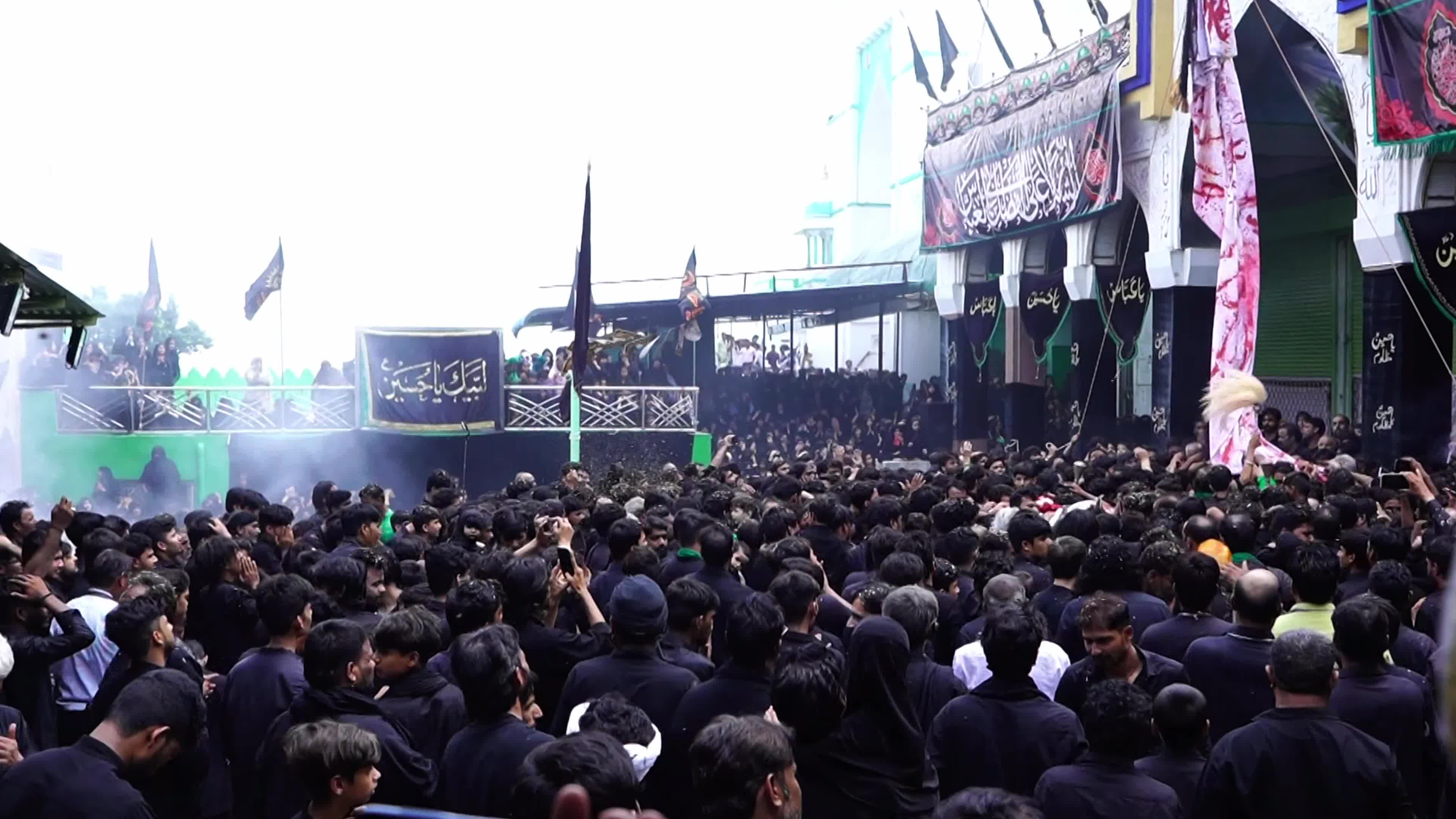 Shiite Muslim mourners flagellate themselves on the tenth day of Ashura during the Islamic month of Muharram