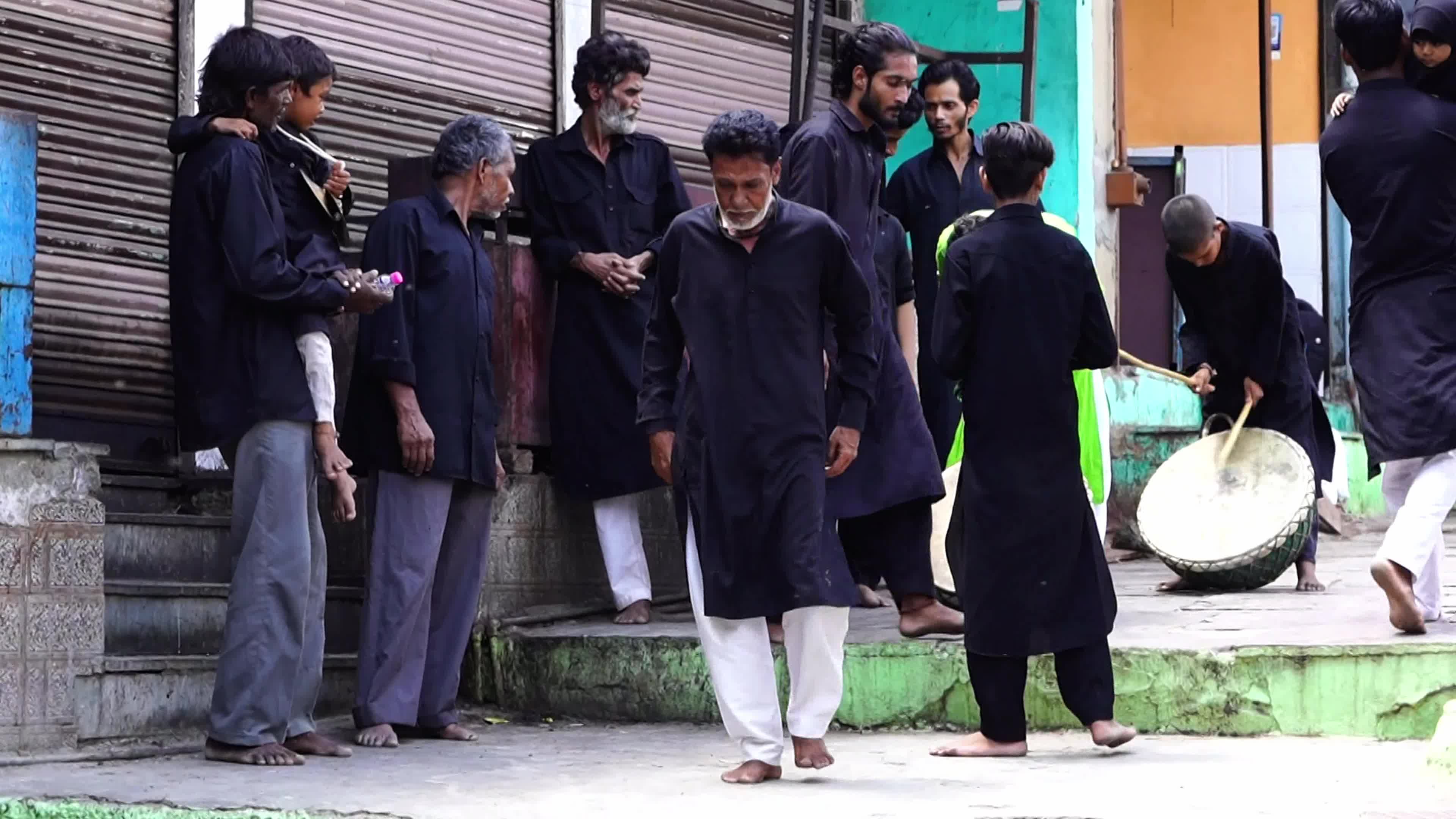 Shiite Muslim mourners flagellate themselves on the tenth day of Ashura during the Islamic month of Muharram