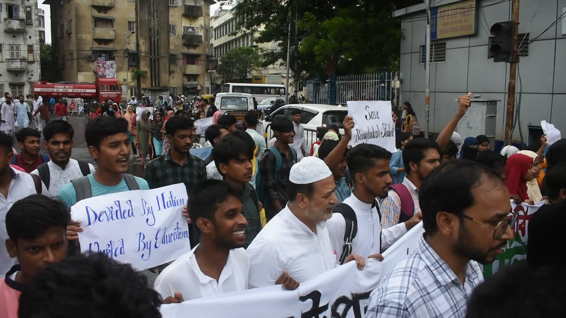 Indian students protest in solidarity against students unrest in Bangladesh.