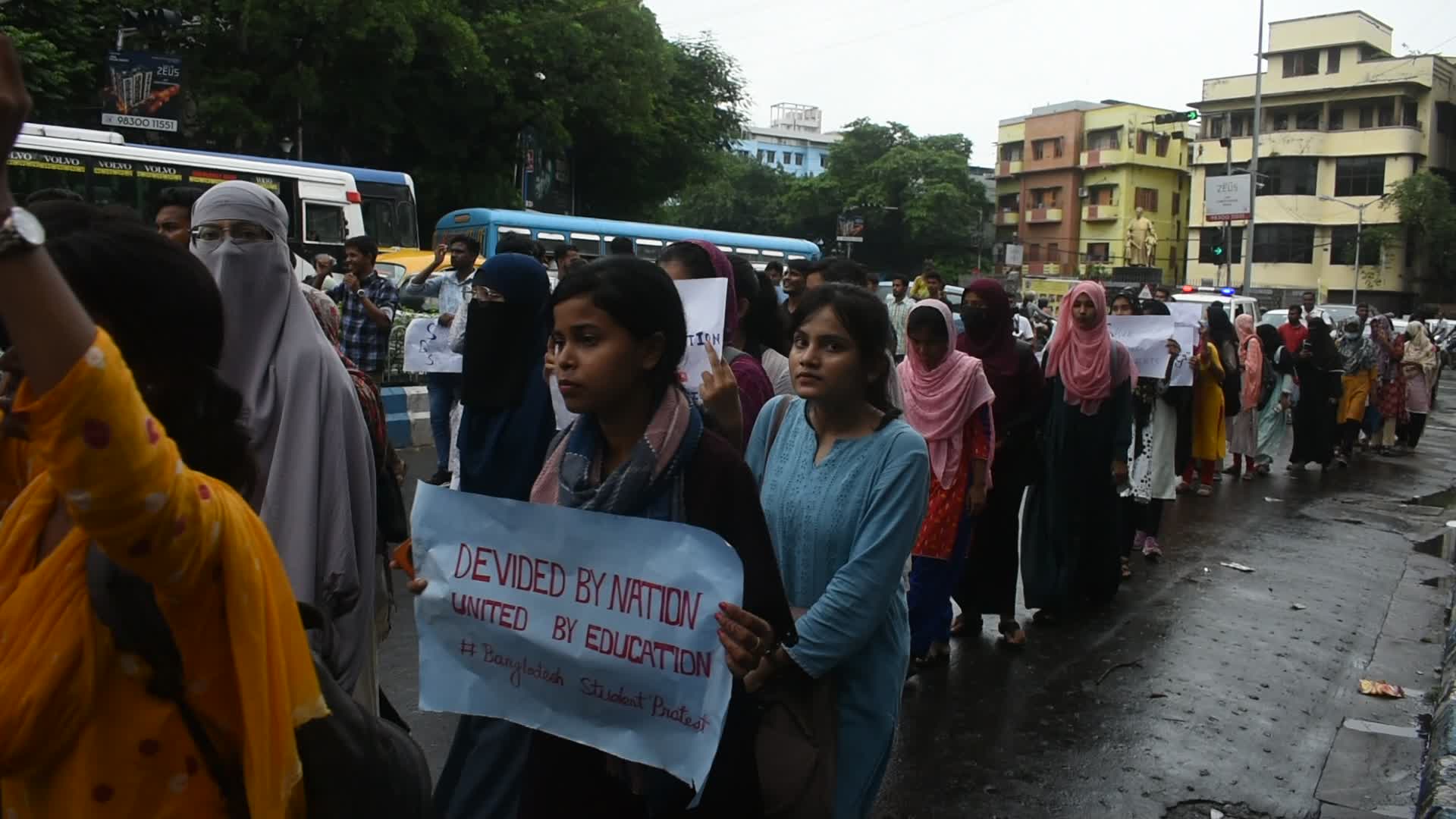 Indian students protest in solidarity against students unrest in Bangladesh.