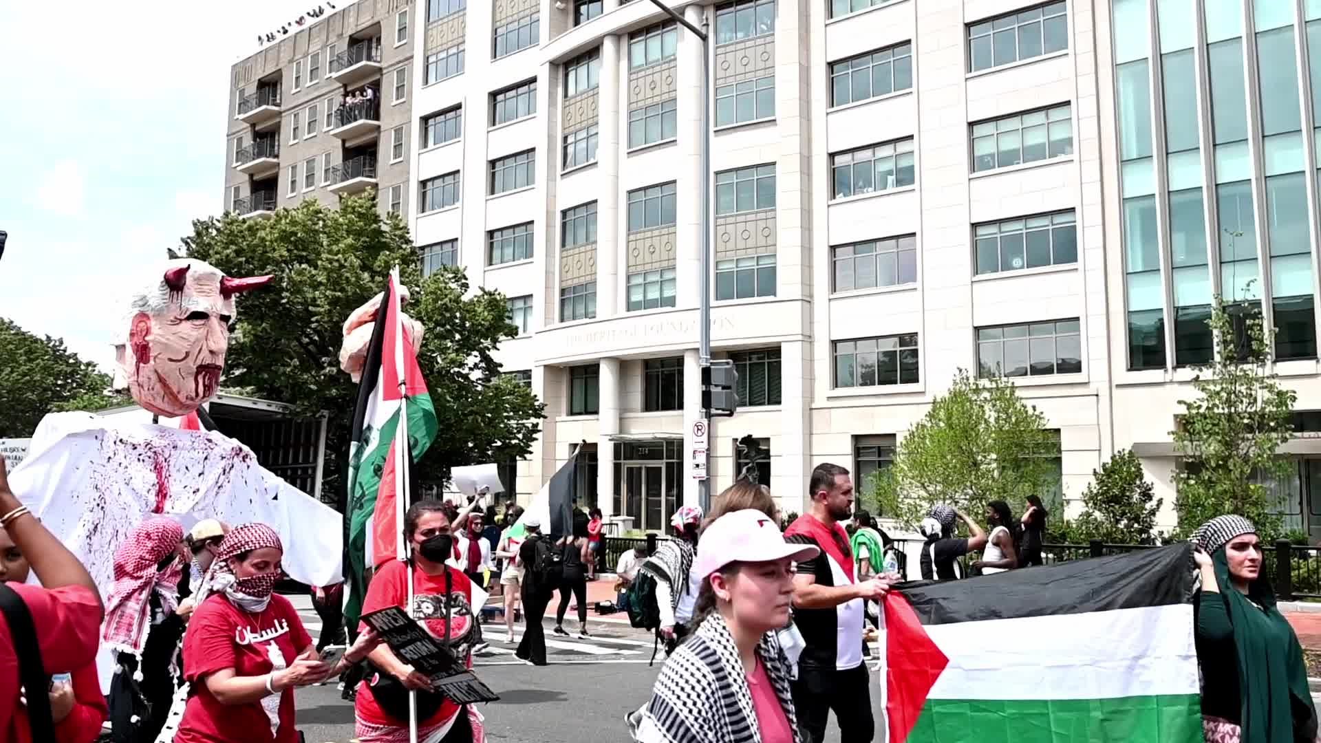 Pro-Palestinian Protesters March in Washington DC against Netanyahu Visit