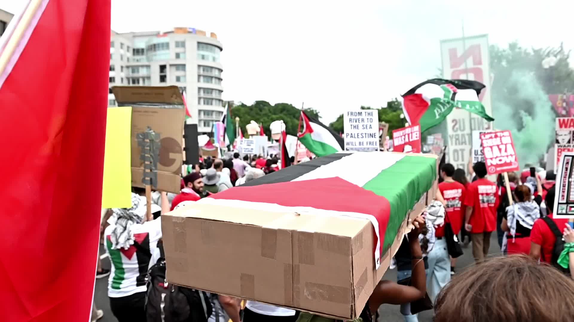 Pro-Palestinian Protesters March in Washington DC against Netanyahu Visit