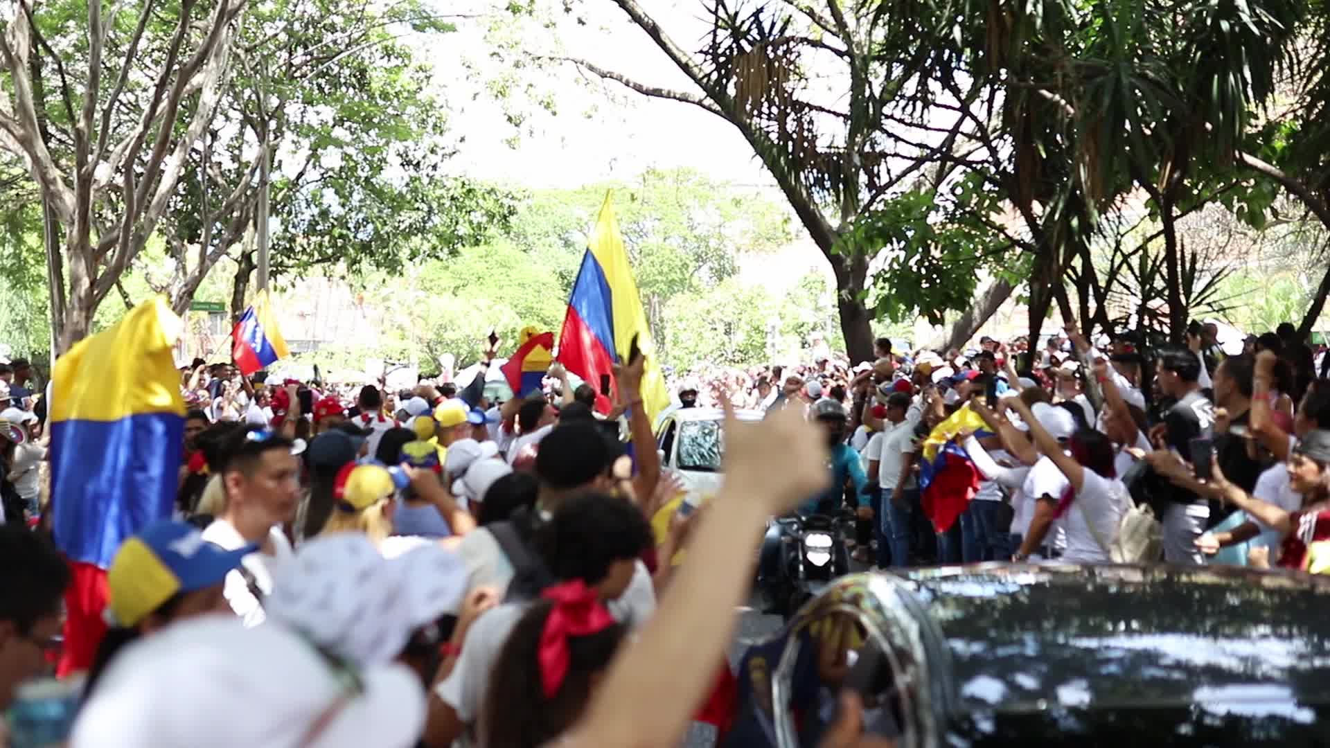 Venezuelans Demonstrate On The Day Of The Presidential Elections In Medellin, Colombia