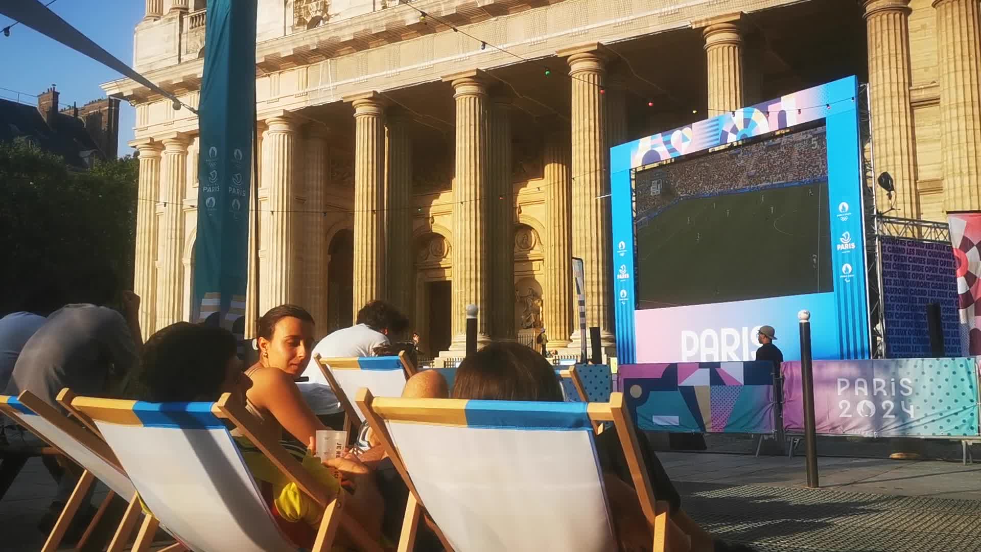 Olympic fan zone in front of the Saint Sulpice church in Paris