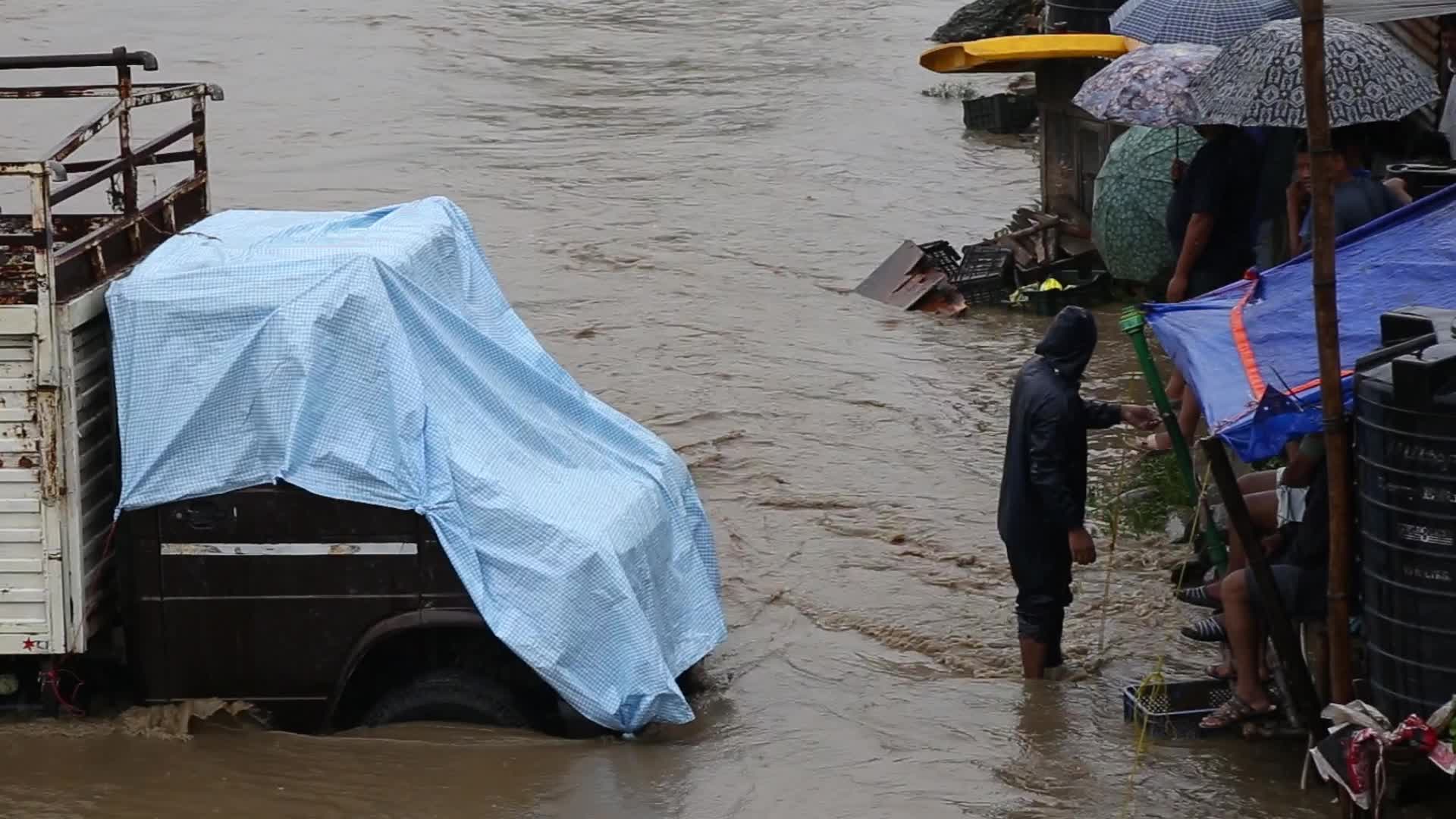 Floods after heavy rain in Kathmandu, Nepal