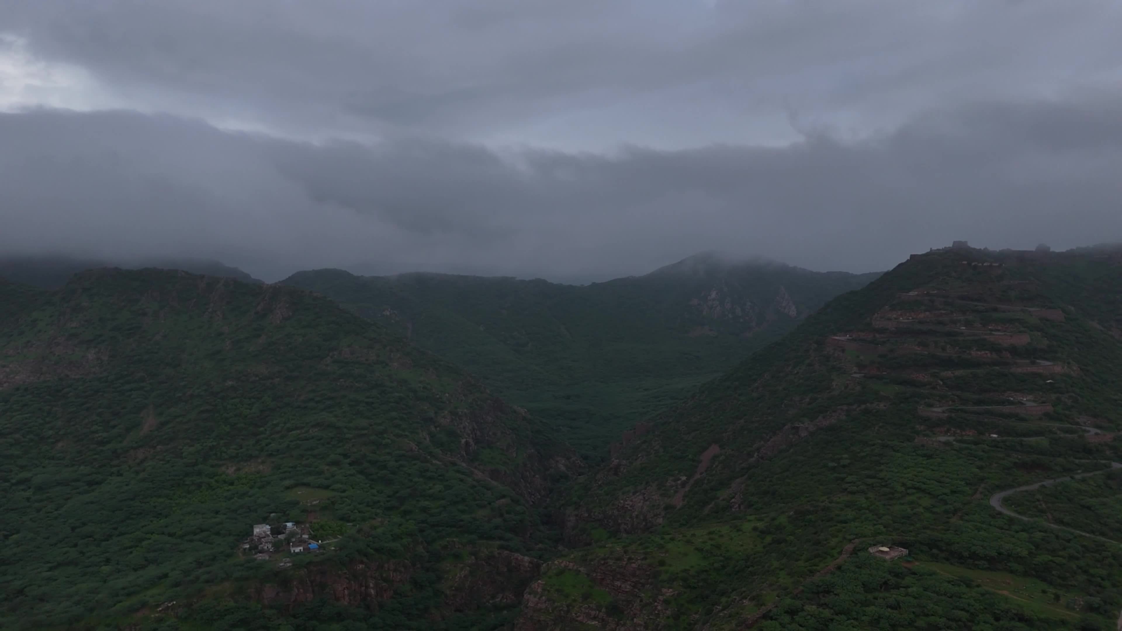 Clouds Hover Over The Mountains During The Monsoon Rain Season In Ajmer