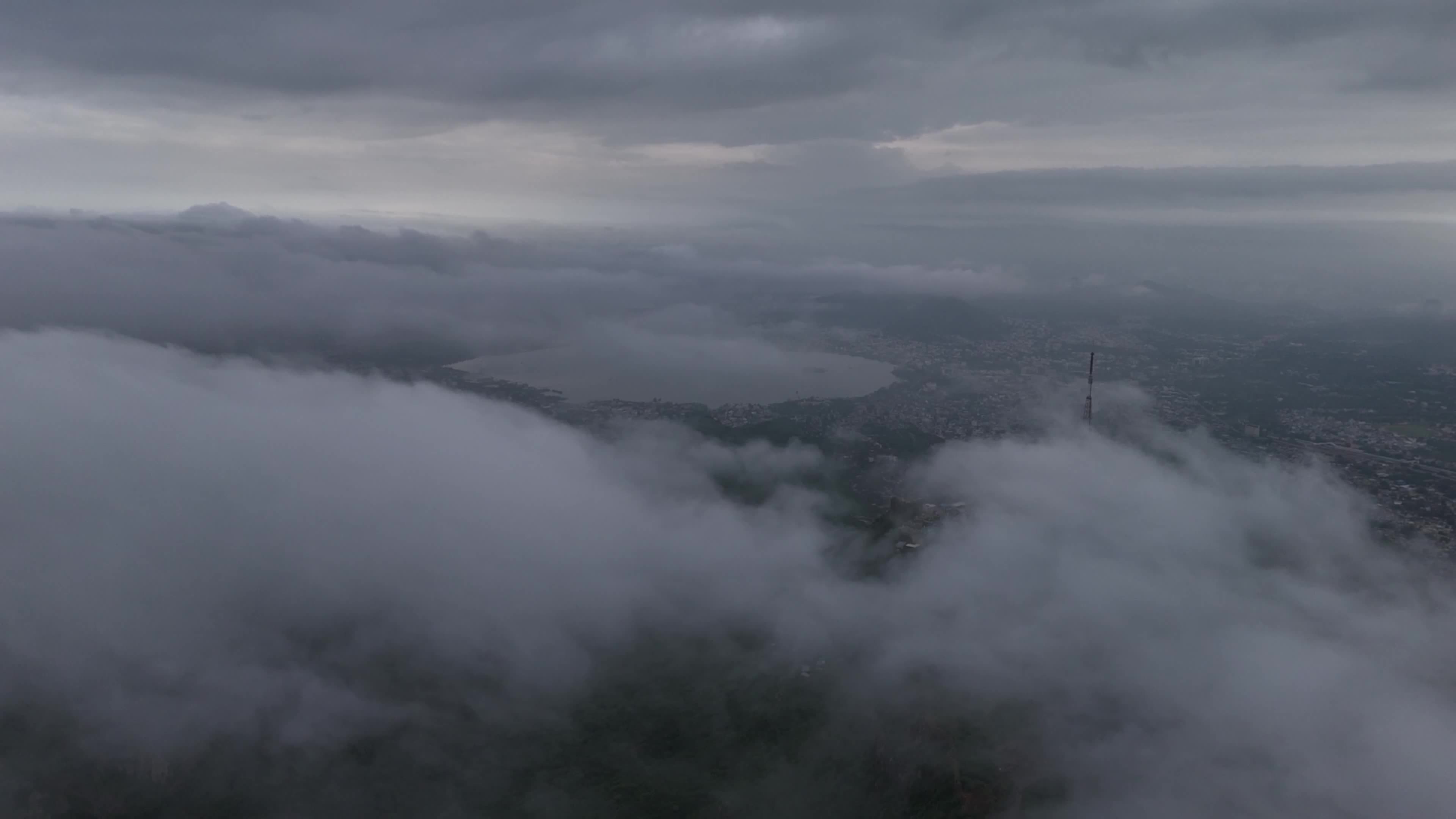 Clouds Hover Over The Mountains During The Monsoon Rain