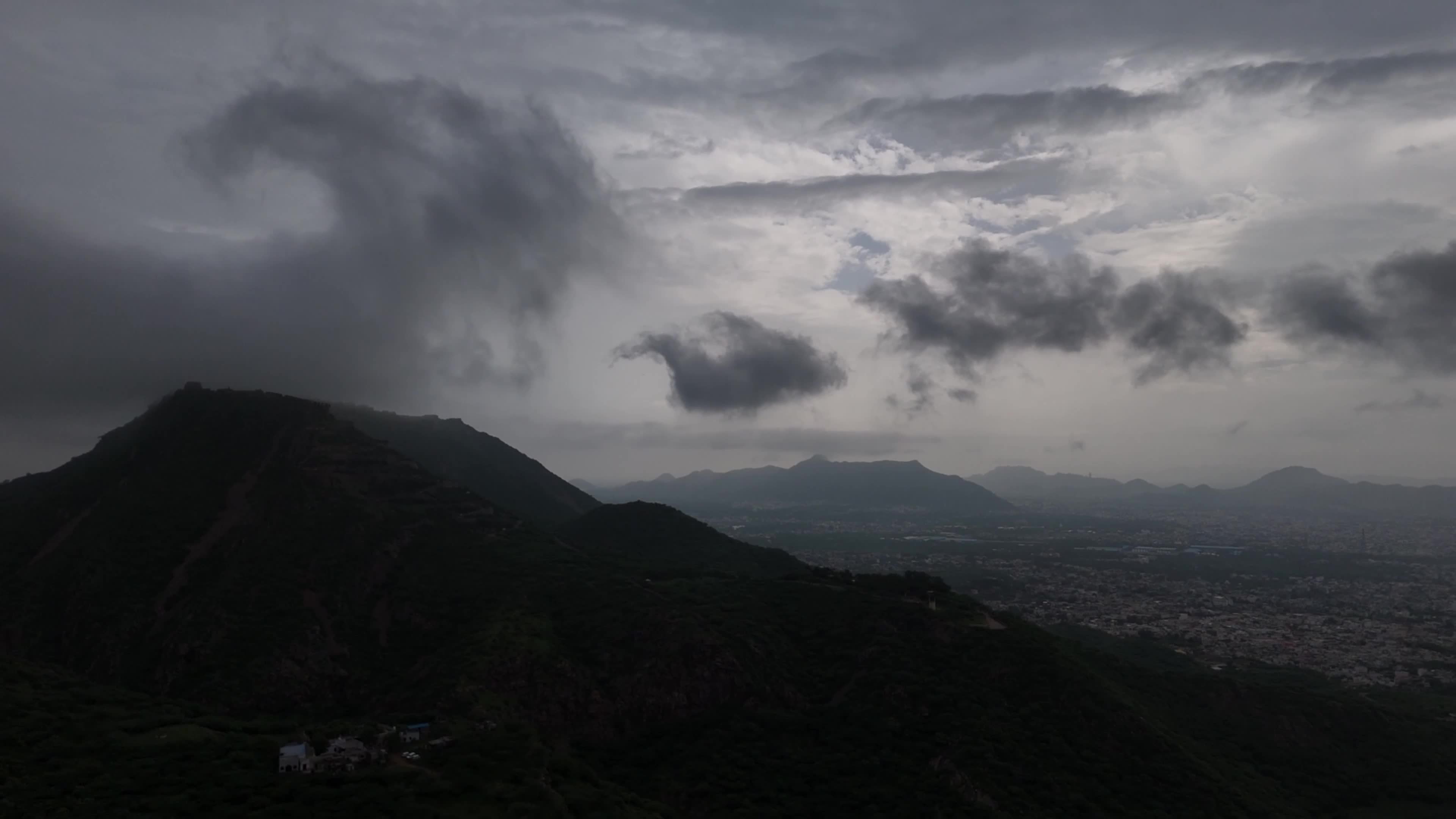 Clouds Hover Over The Mountains During The Monsoon Rain