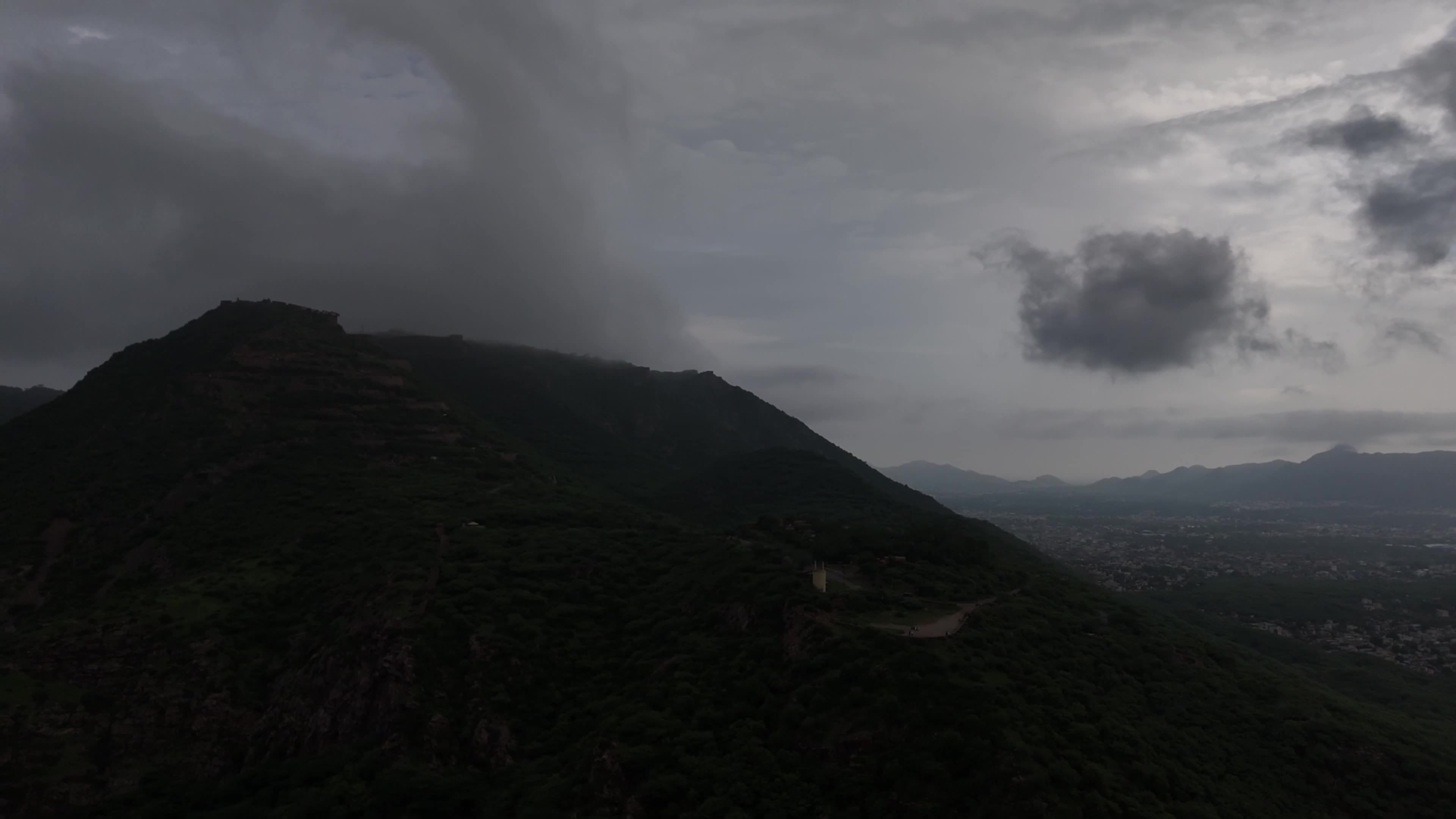Clouds Hover Over The Mountains During The Monsoon Rain