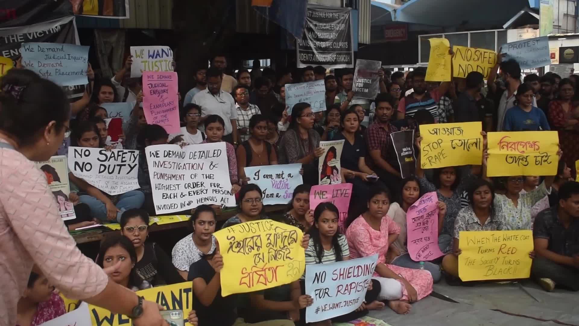 Junior Doctors Hold Protest In Government Hospitals For Rape And Murder Of A PGT Woman Doctor In Kolkata, India