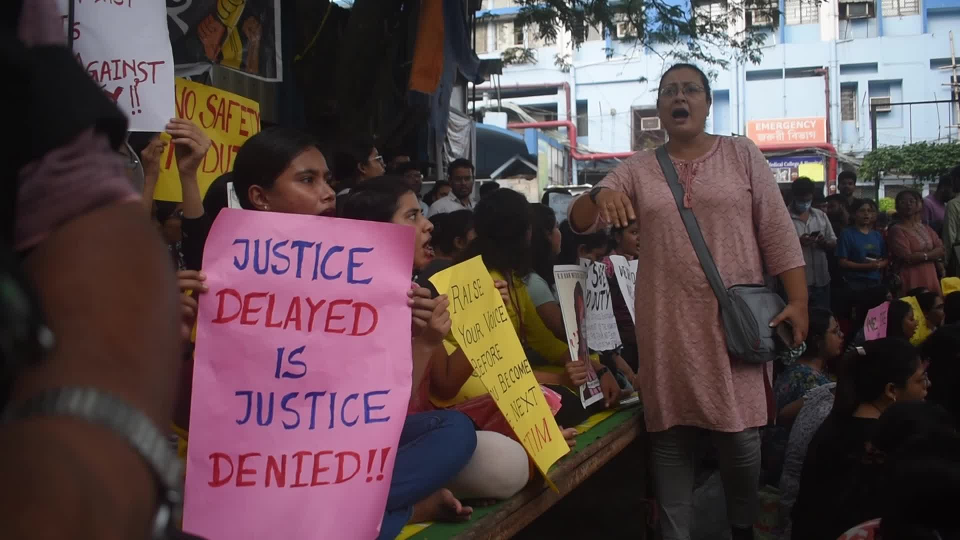 Junior Doctors Hold Protest In Government Hospitals For Rape And Murder Of A PGT Woman Doctor In Kolkata, India
