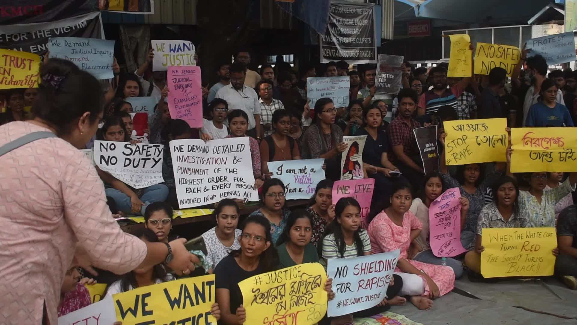 Junior Doctors Hold Protest In Government Hospitals For Rape And Murder Of A PGT Woman Doctor In Kolkata, India