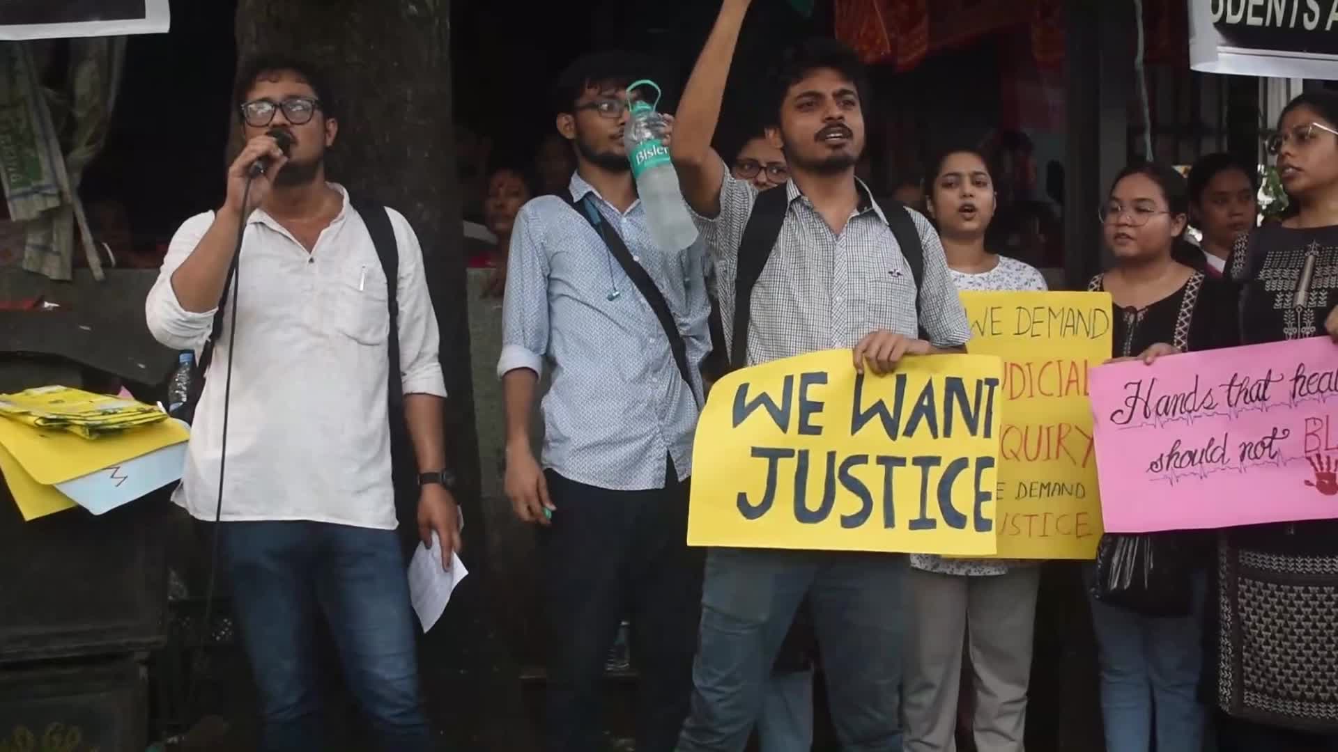 Junior Doctors Hold Protest In Government Hospitals For Rape And Murder Of A PGT Woman Doctor In Kolkata, India