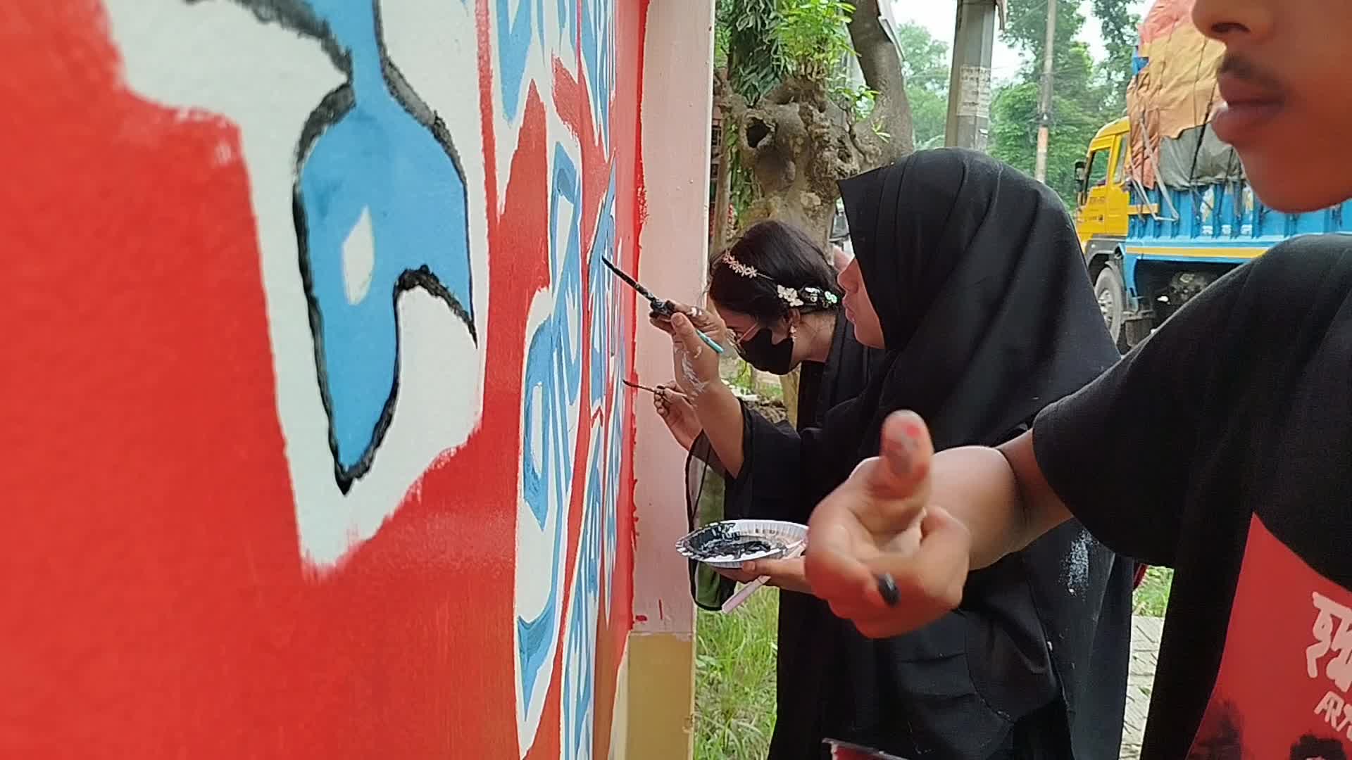 Student Paint Graffiti in Bangladesh 