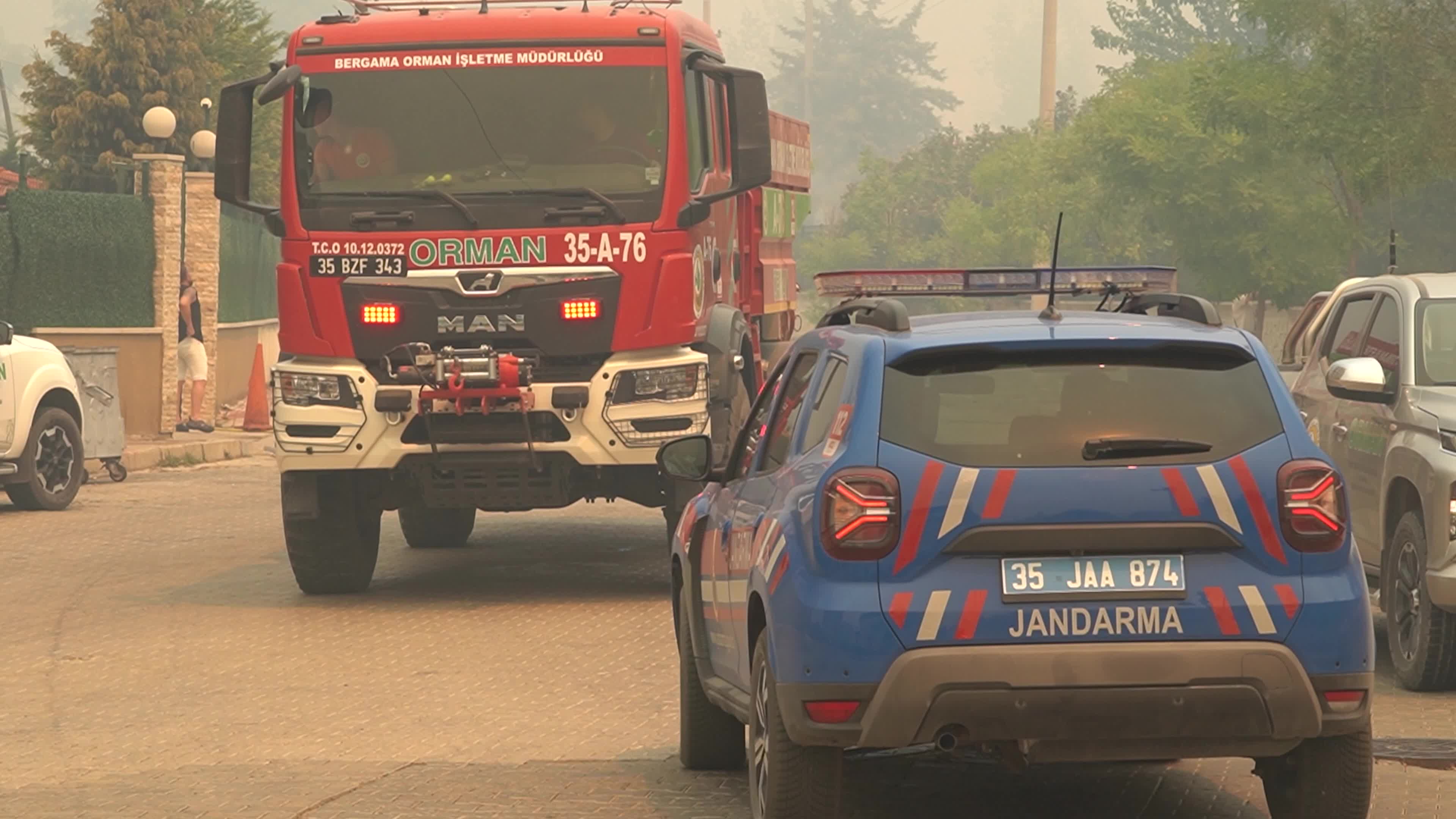 Wildfire has reached into the residential area, Bayrakli, Izmir, Turkey