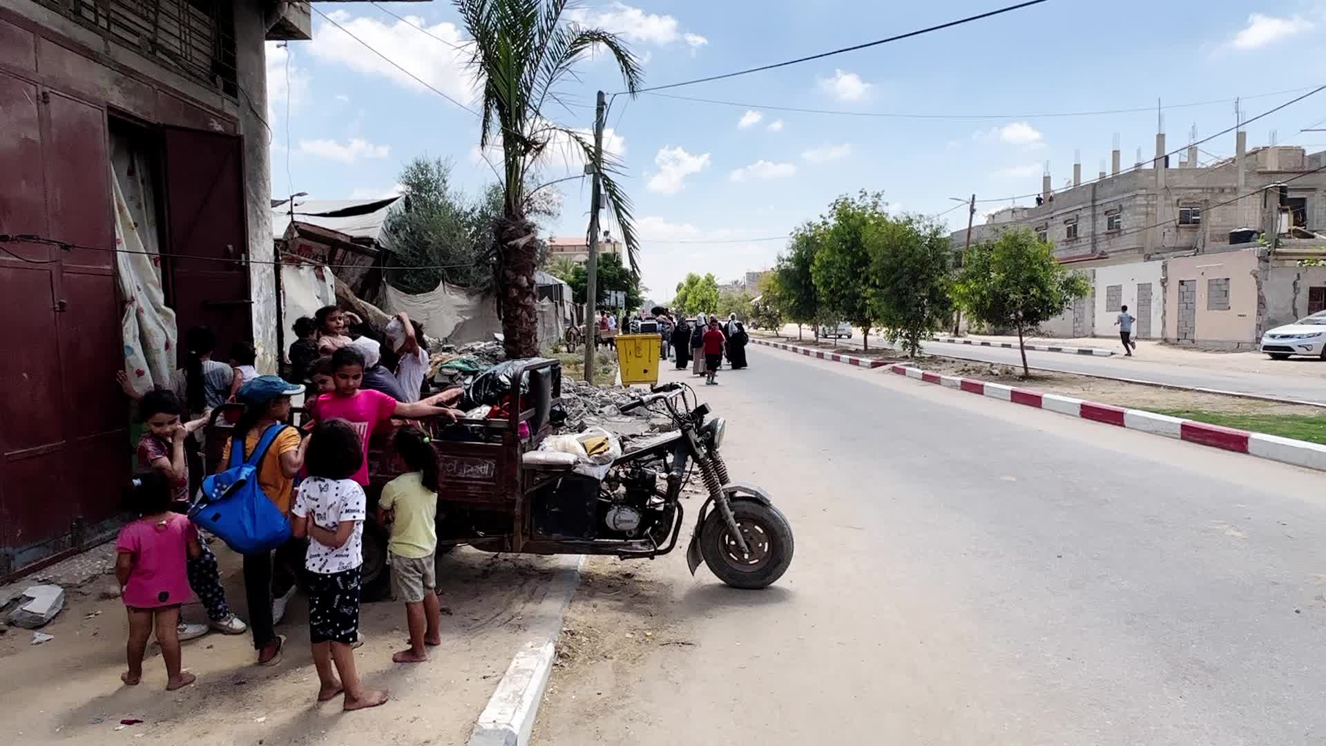 Palestinians Flee With Belongings in Deir el-Balah, Gaza, Amid Ongoing Israel-Hamas Conflict 
