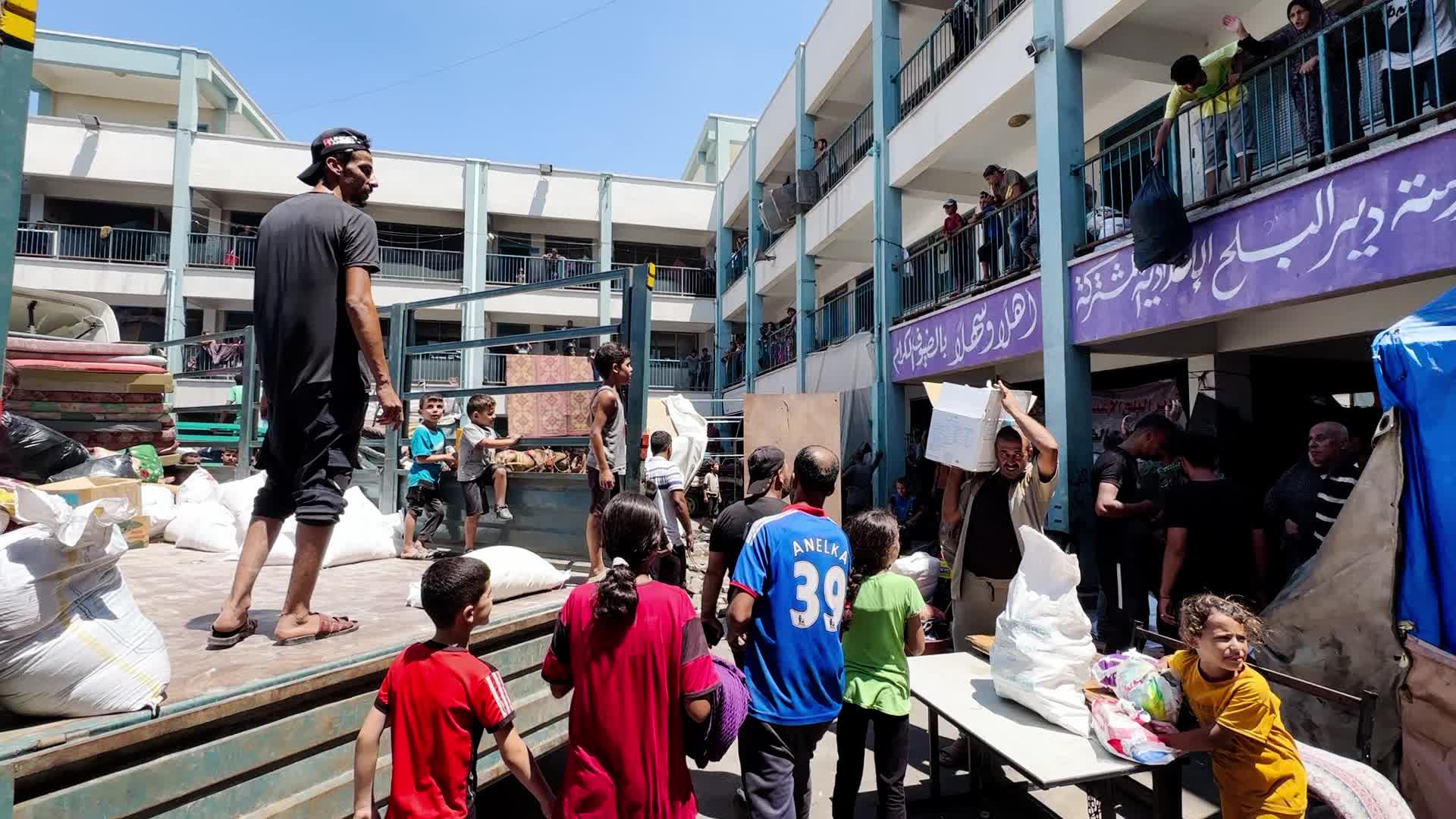 Palestinians Flee With Belongings in Deir el-Balah, Gaza, Amid Ongoing Israel-Hamas Conflict 