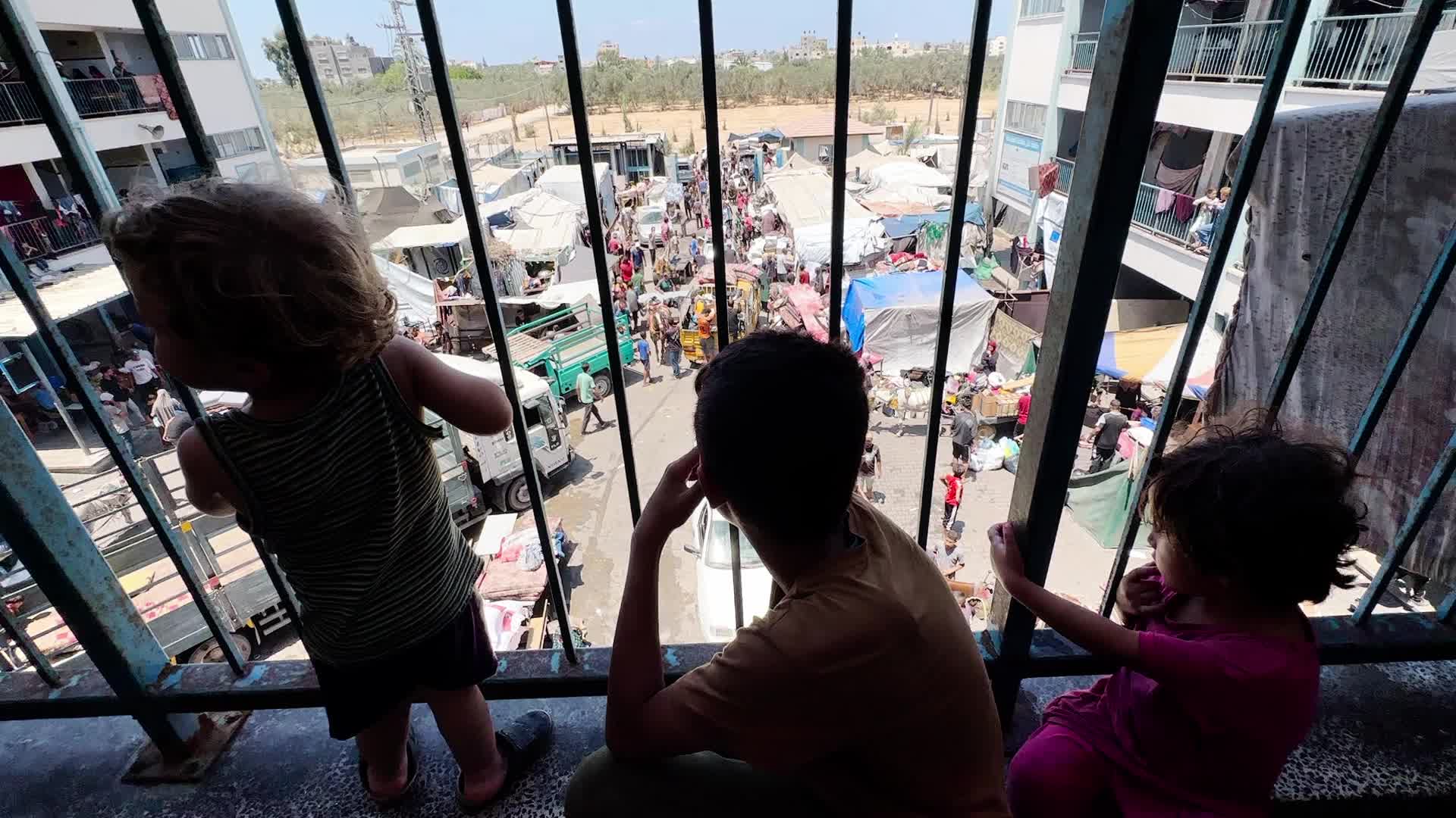 Palestinians Flee With Belongings in Deir el-Balah, Gaza, Amid Ongoing Israel-Hamas Conflict 