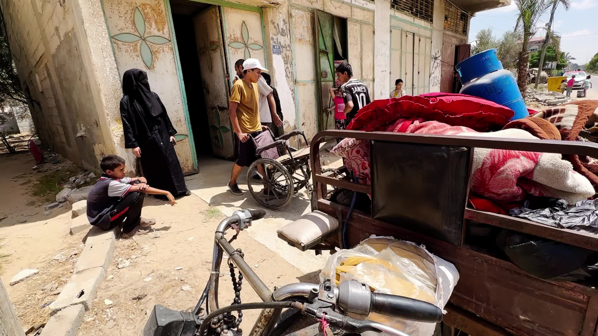 Palestinians Flee With Belongings in Deir el-Balah, Gaza, Amid Ongoing Israel-Hamas Conflict 