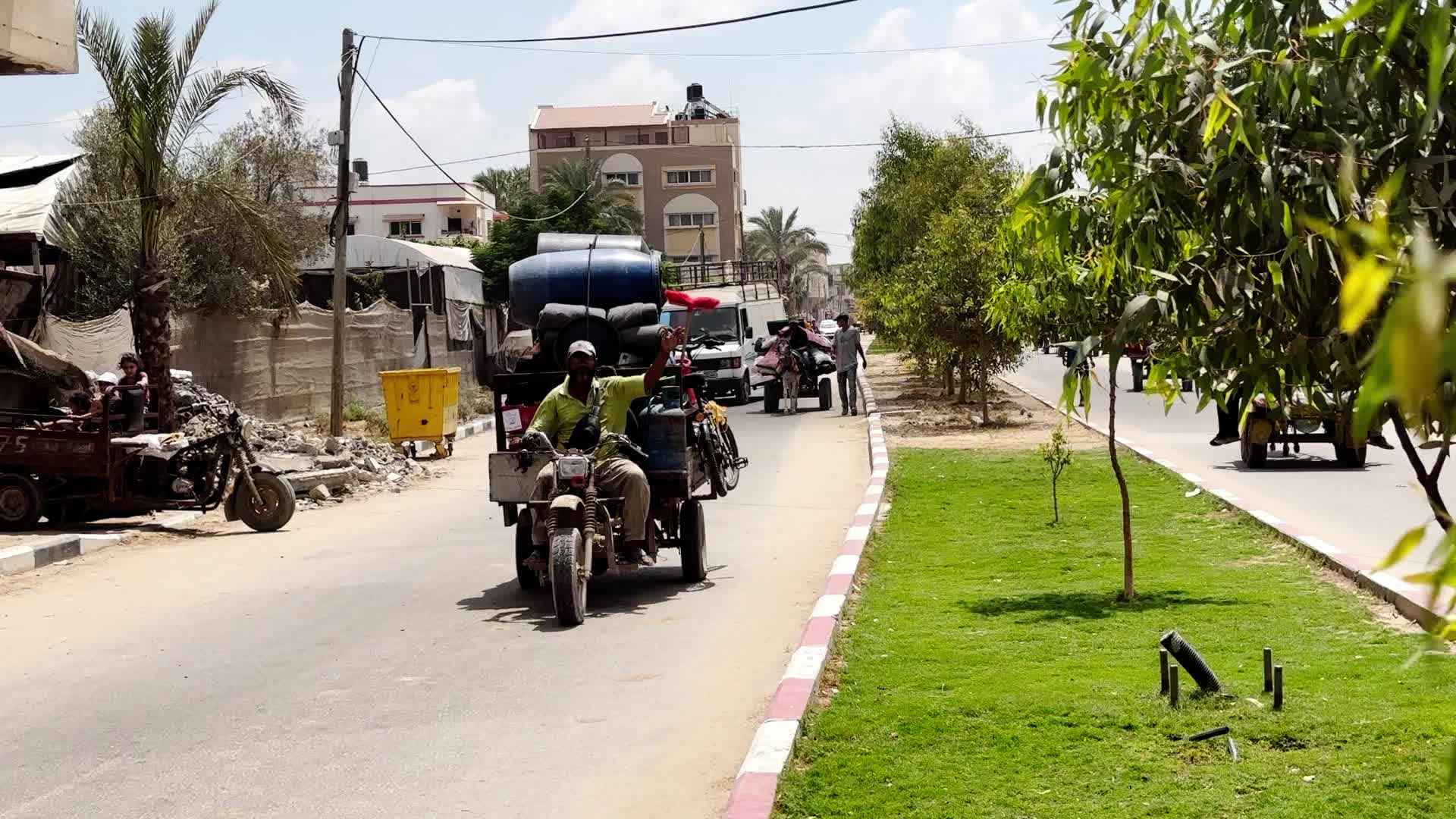 Palestinians Flee With Belongings in Deir el-Balah, Gaza, Amid Ongoing Israel-Hamas Conflict 