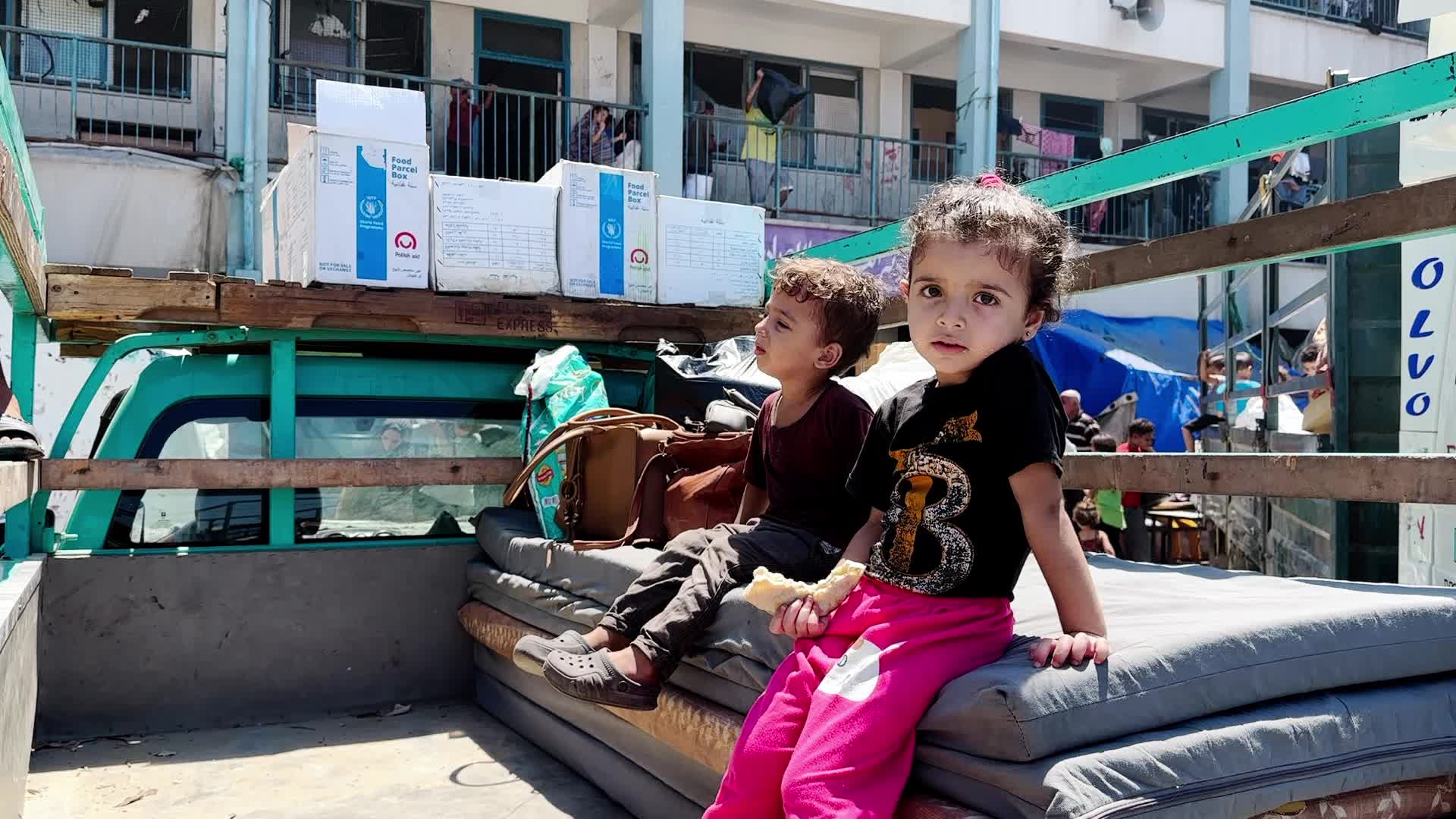 Palestinians Flee With Belongings in Deir el-Balah, Gaza, Amid Ongoing Israel-Hamas Conflict 