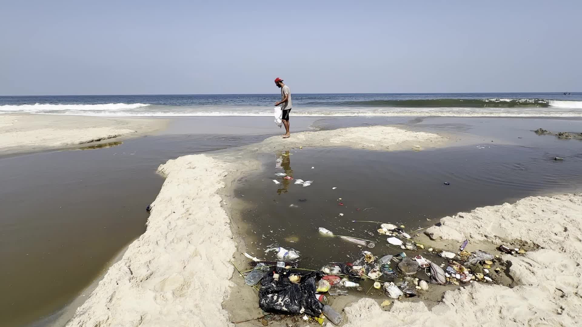 Displaced Palestinians Near Raw Sewage at Camp in Deir al-Balah, Gaza Strip