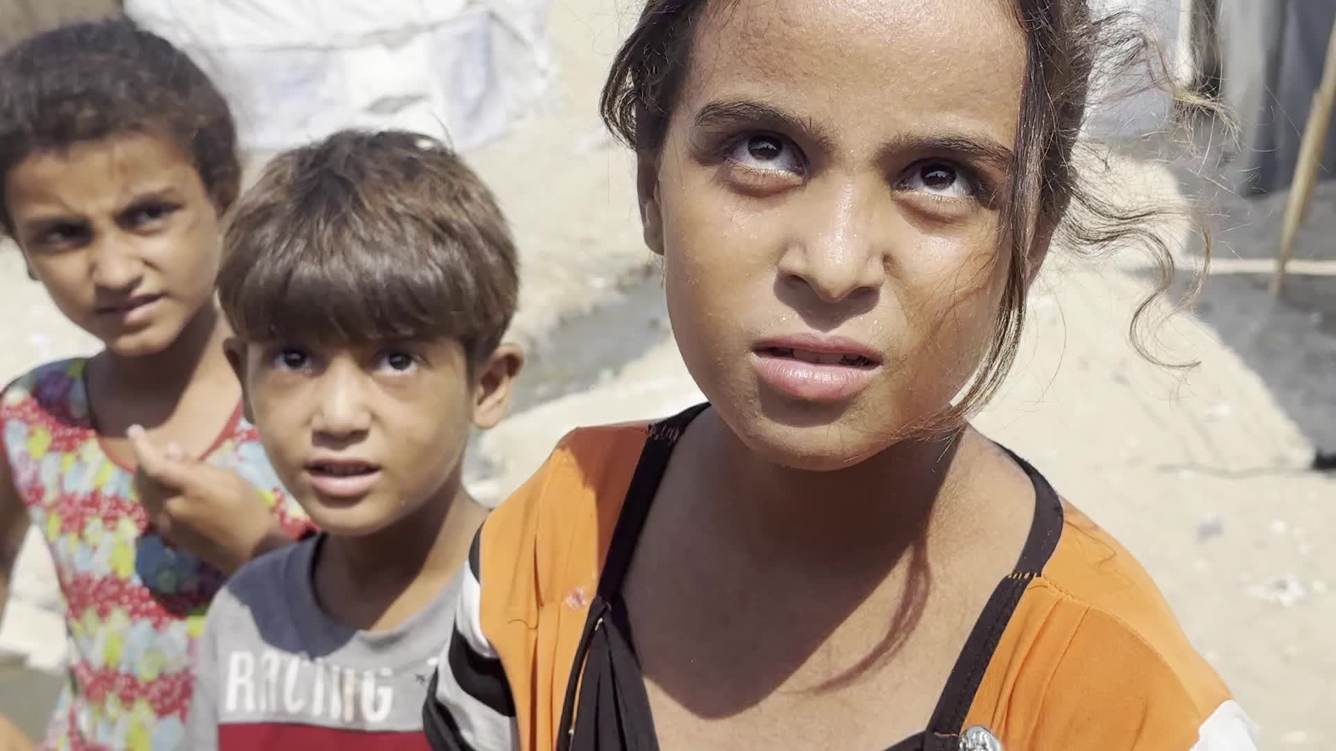 Displaced Palestinians Near Raw Sewage at Camp in Deir al-Balah, Gaza Strip
