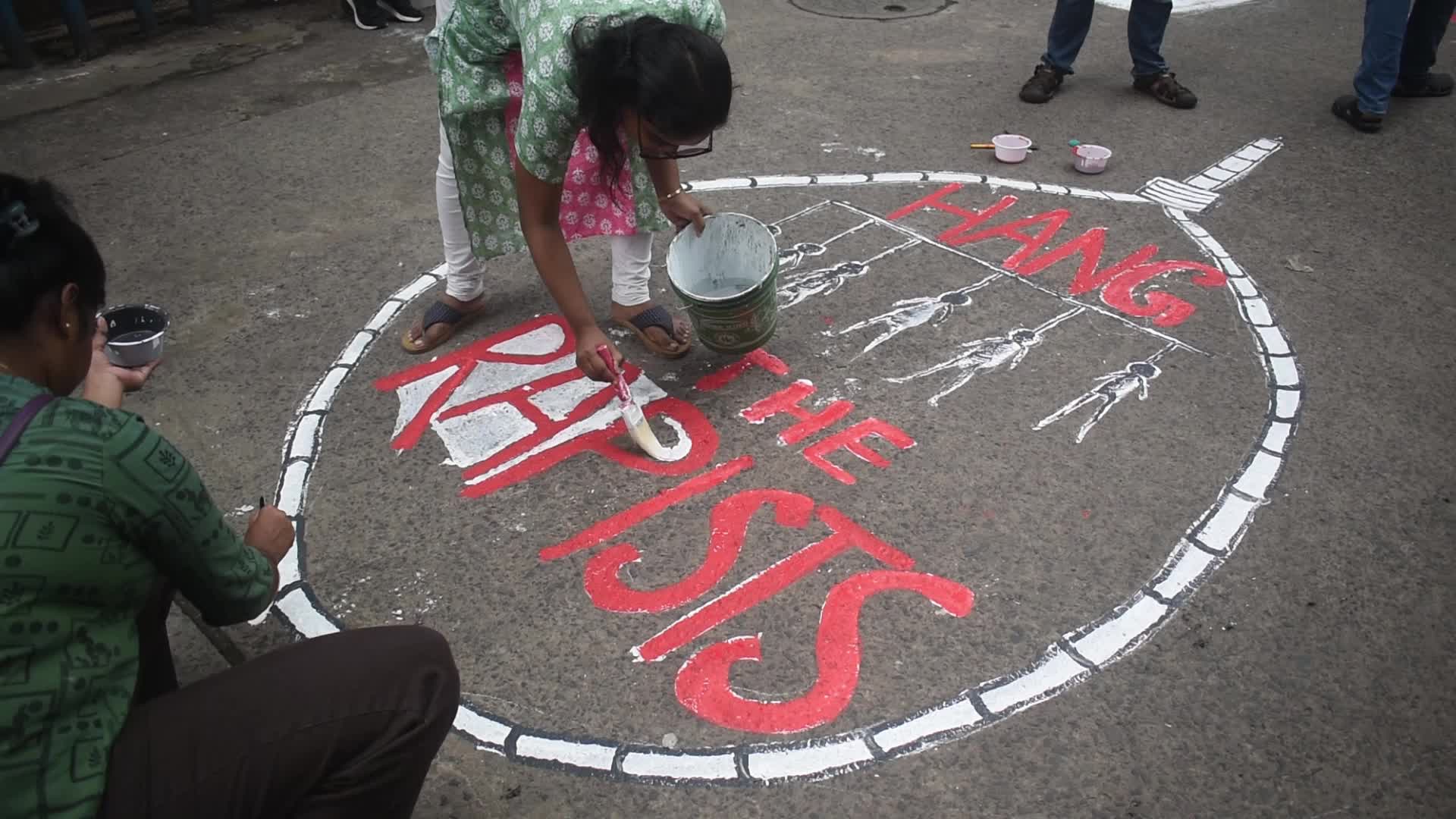 Doctors Protest Over Sexual Assault And Murder Of Kolkata Medical Via Murals In Kolkata, India
