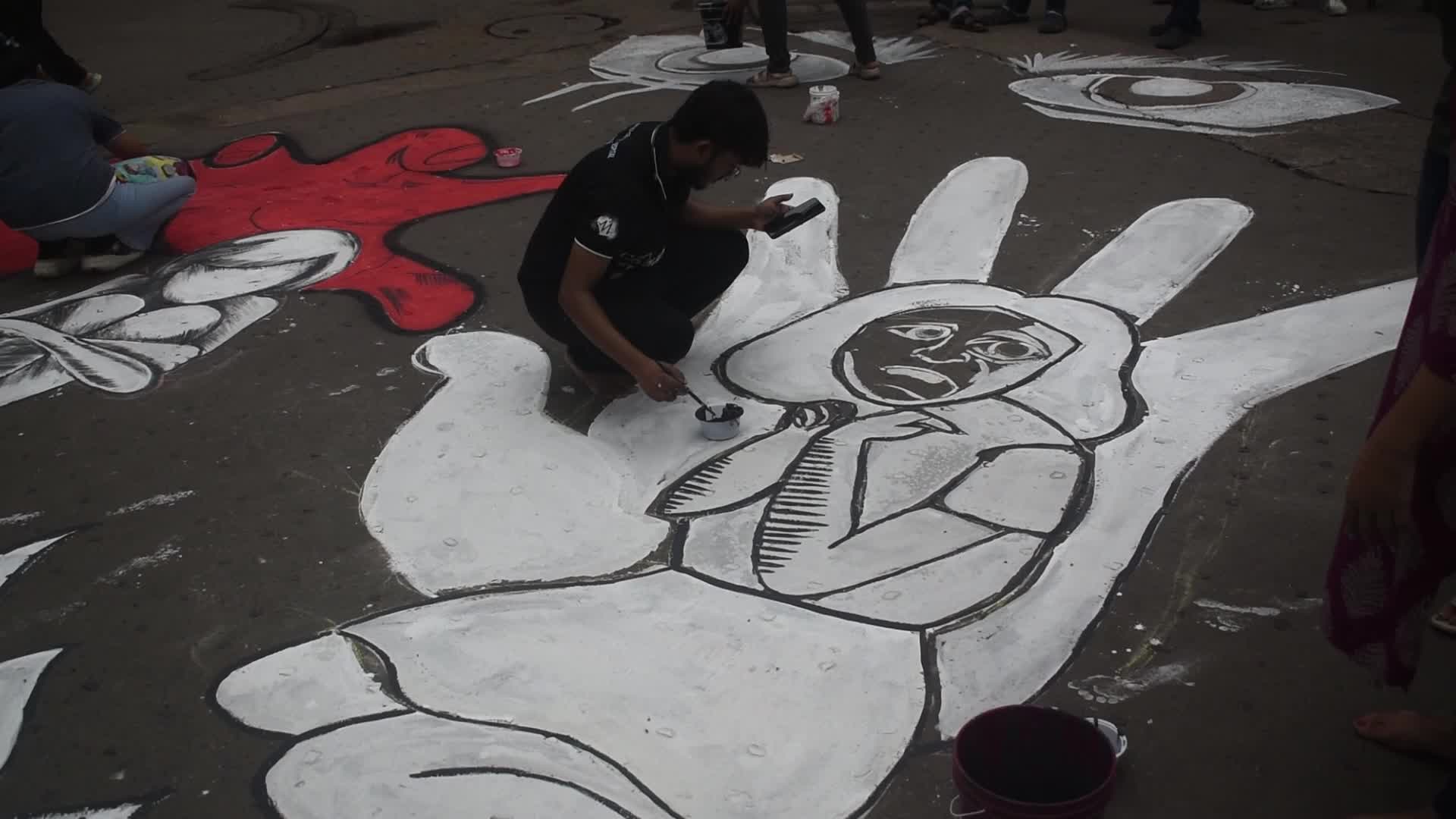 Doctors Protest Over Sexual Assault And Murder Of Kolkata Medical Via Murals In Kolkata, India