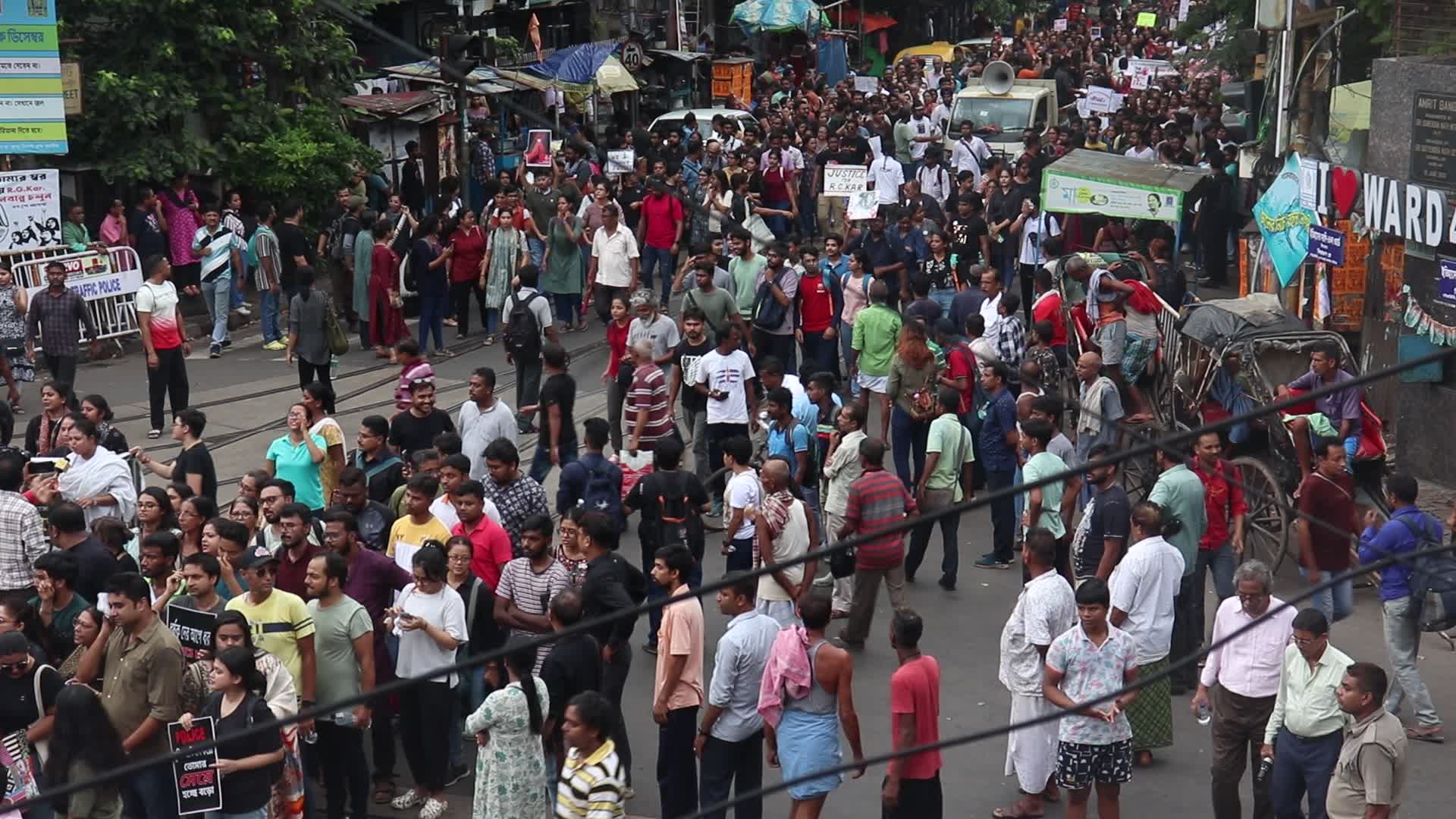 Citizens and student in protest against rape and murder of Doctor in Kolkata.
