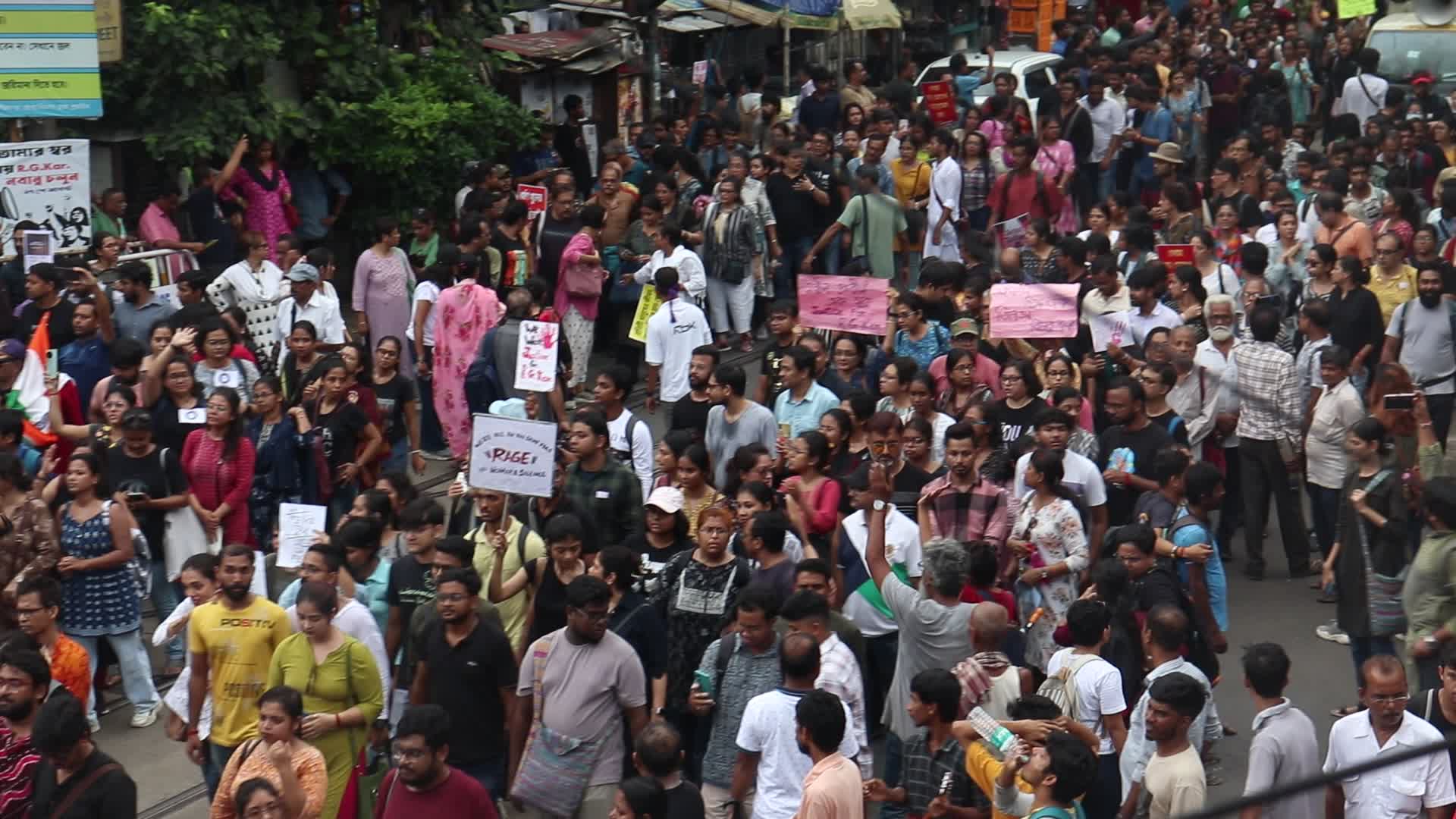 Citizens and student in protest against rape and murder of Doctor in Kolkata.