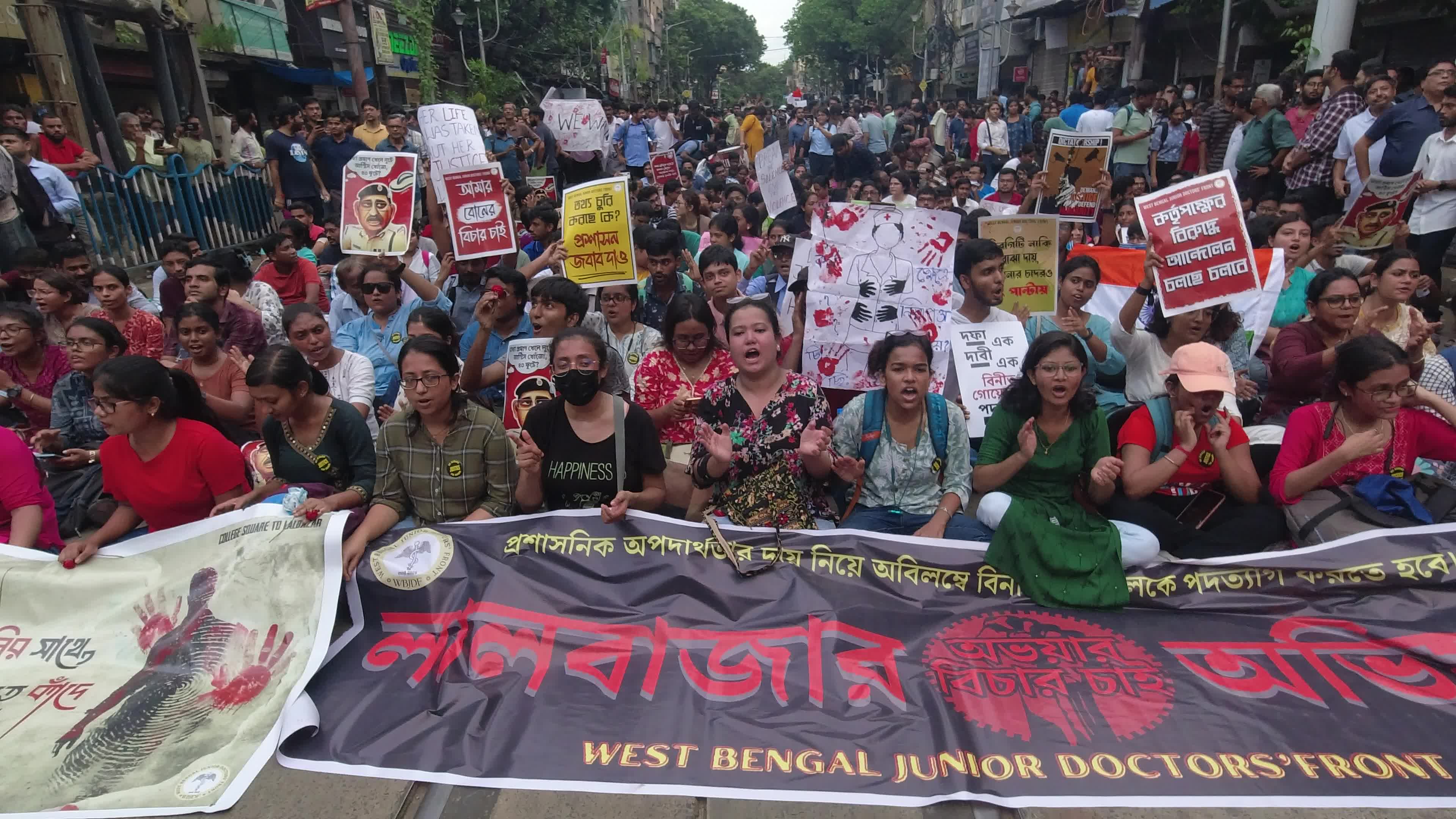 Junior doctors protest in India.